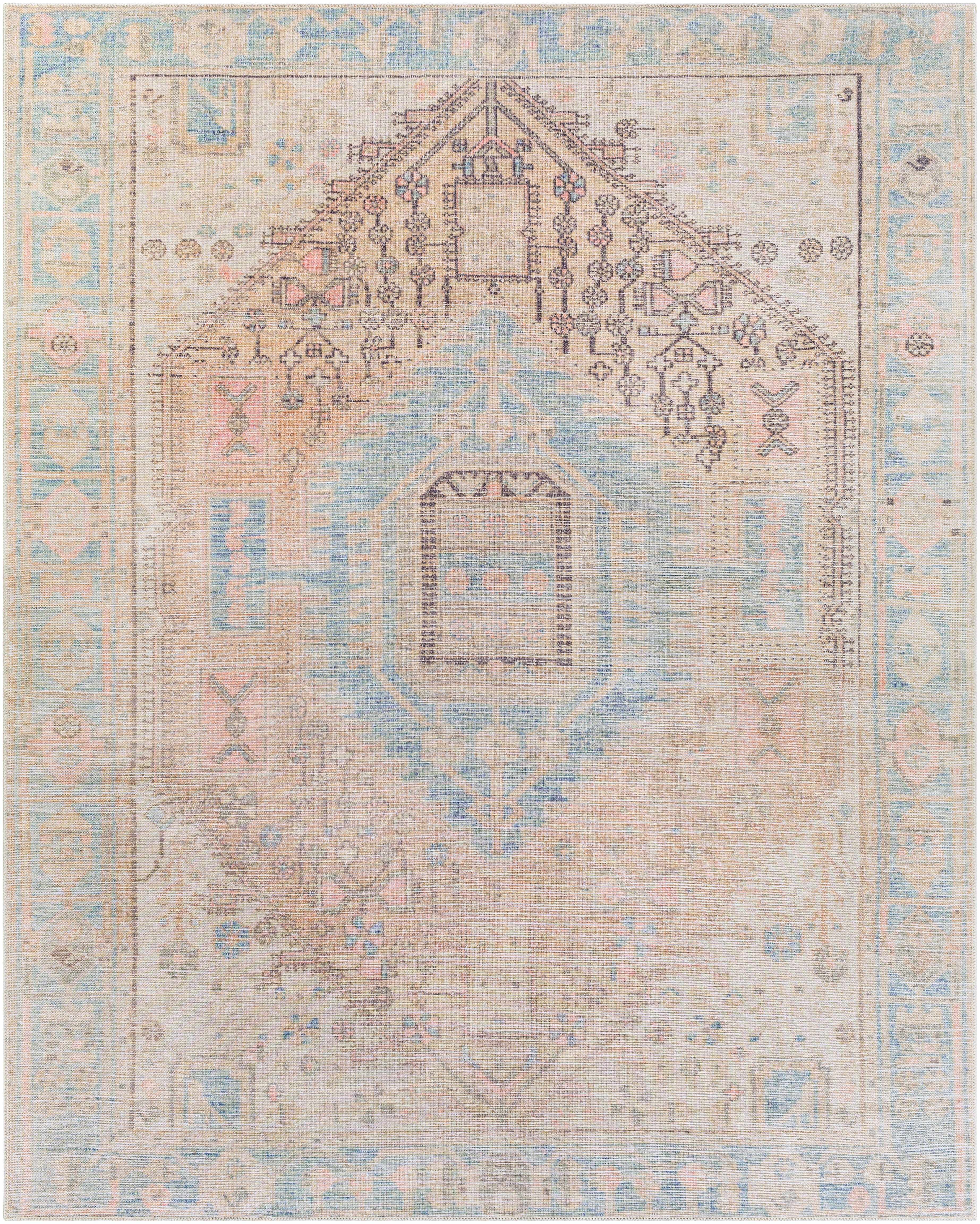 Light Olive Baloy Vintage Washable Area Rug - Decor Addict, LLC