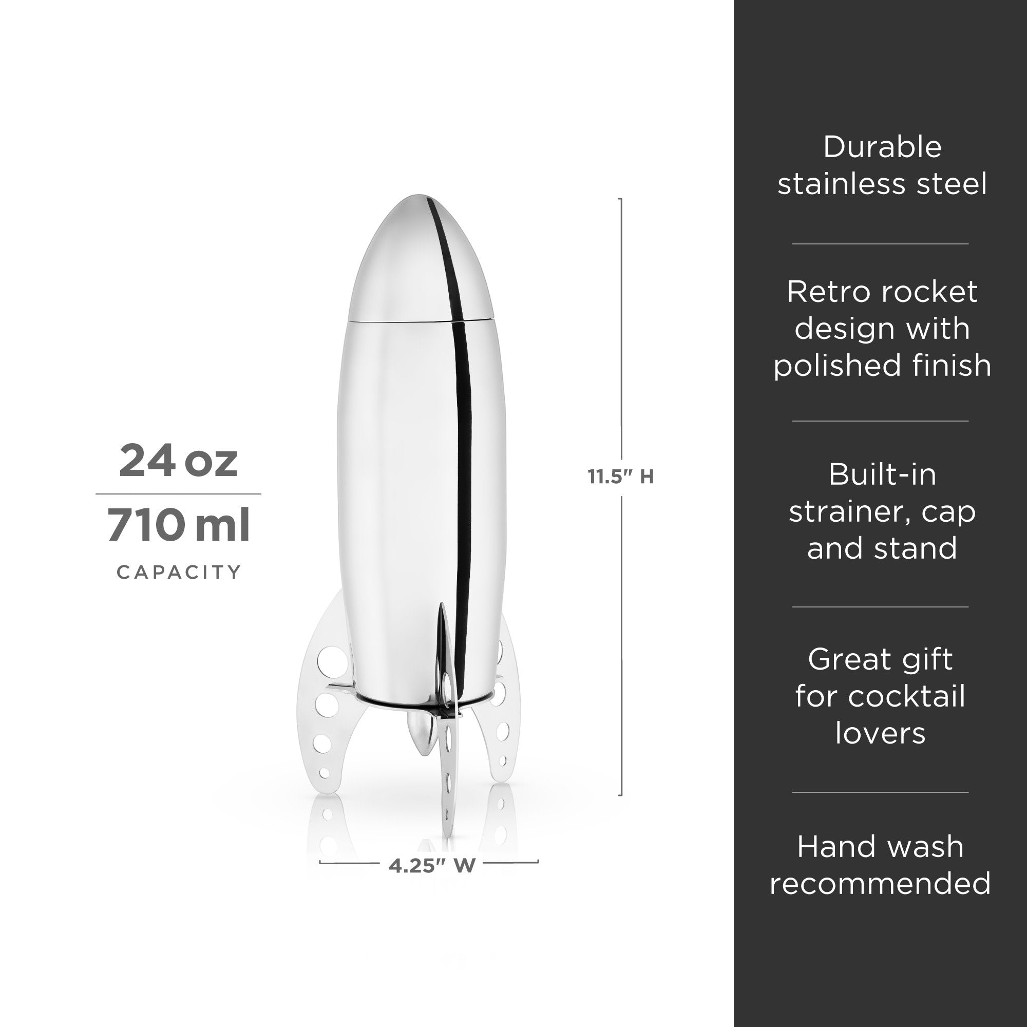 Irving Stainless Steel Rocket Cocktail Shaker - Decor Addict, LLC
