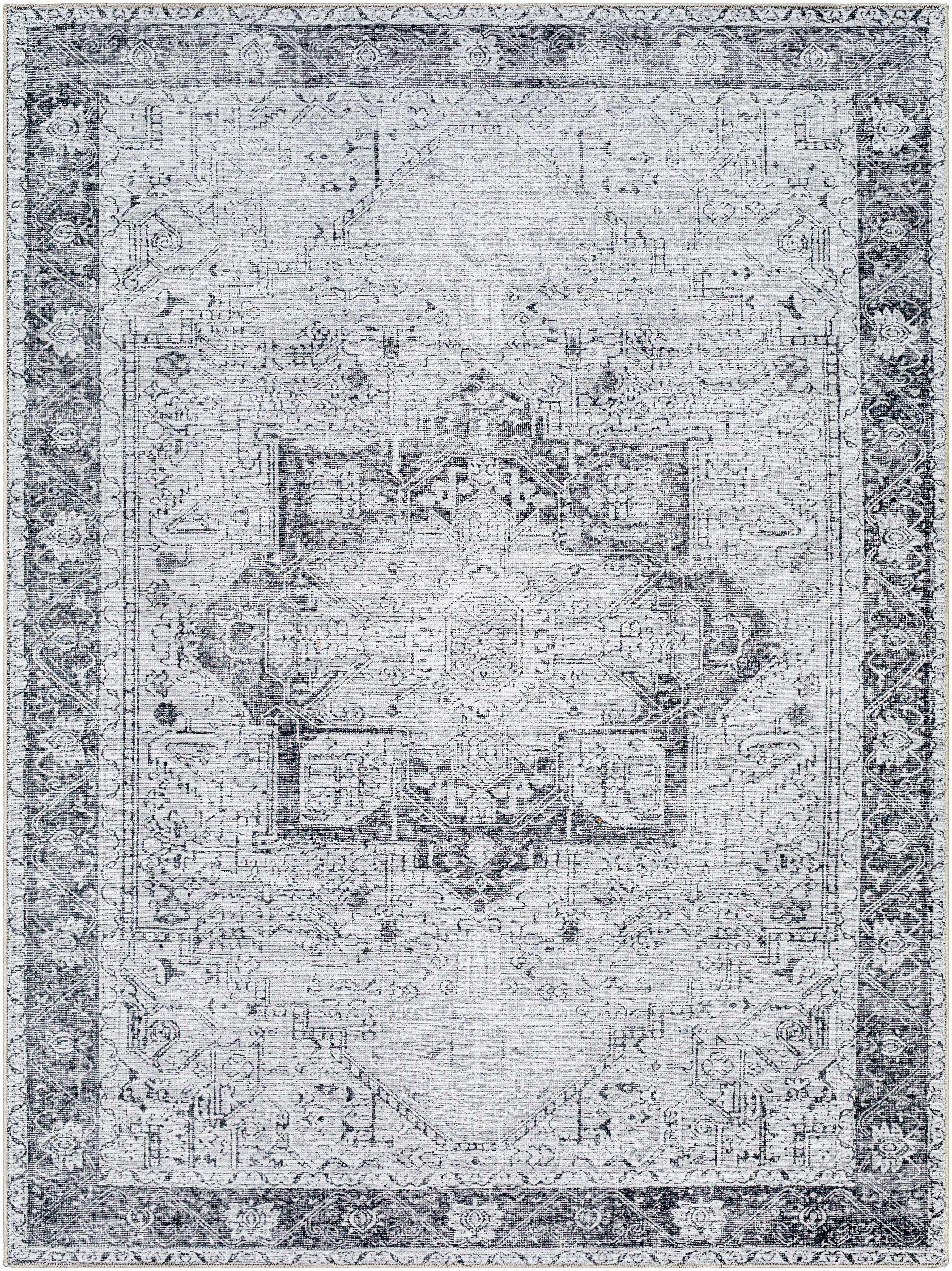 Rosman Gray Washable Area Rug - Decor Addict, LLC
