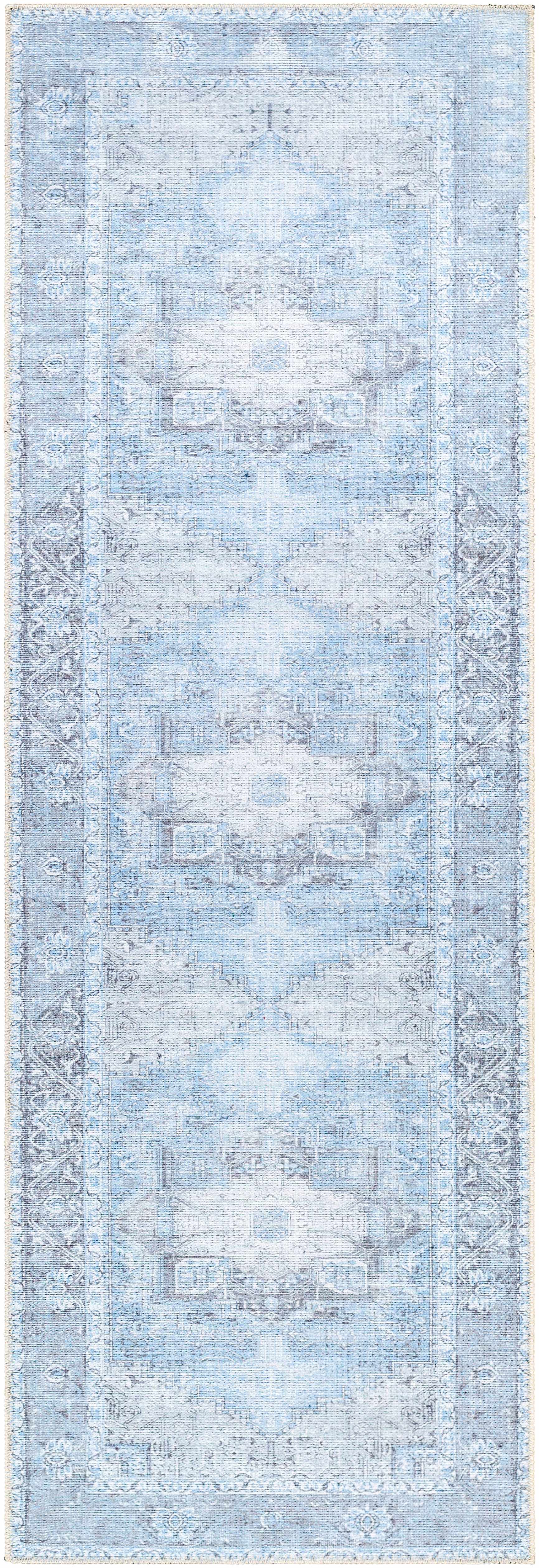 Aqua Rosman Washable Area Rug - Decor Addict, LLC