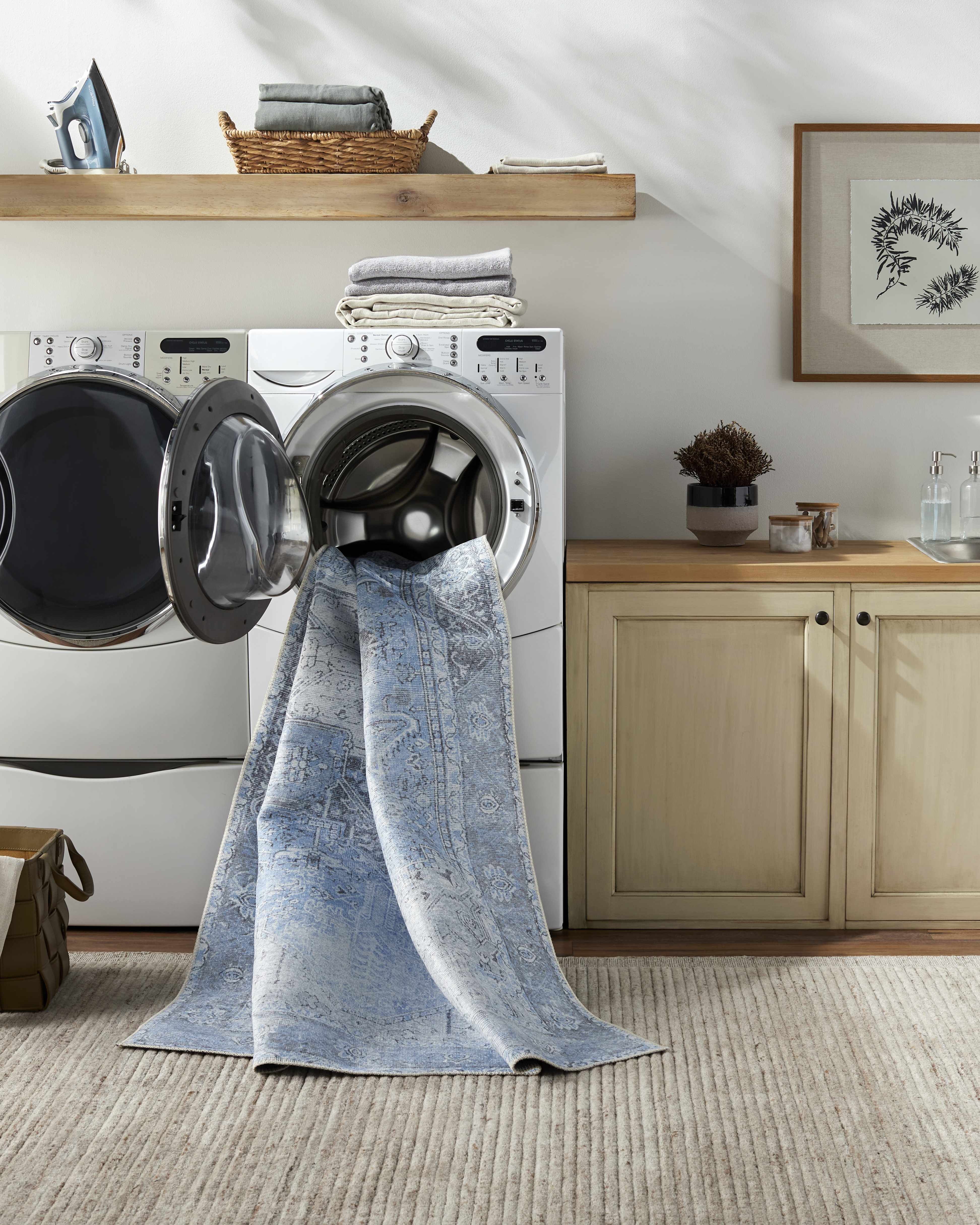 Aqua Rosman Washable Area Rug - Decor Addict, LLC