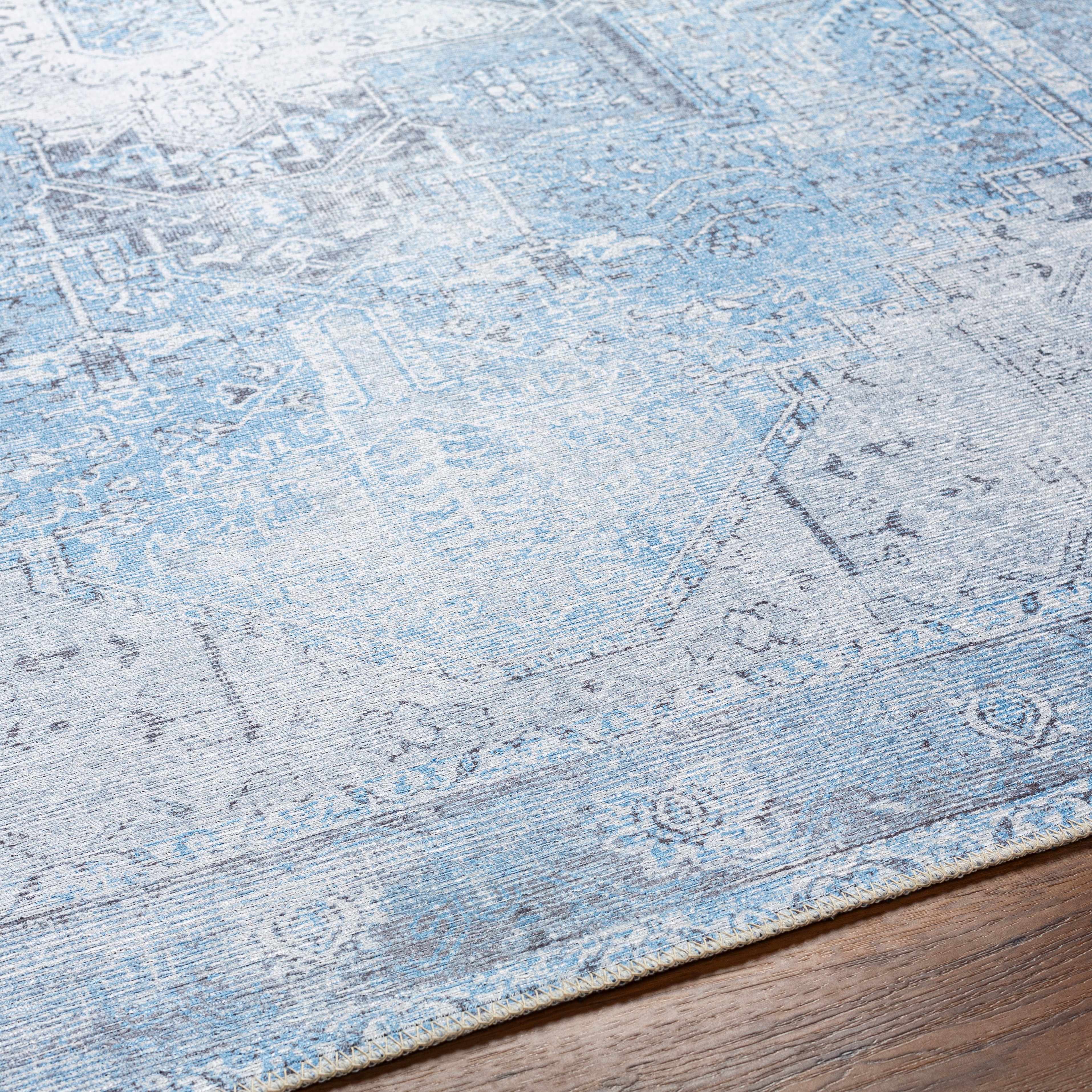 Aqua Rosman Washable Area Rug - Decor Addict, LLC