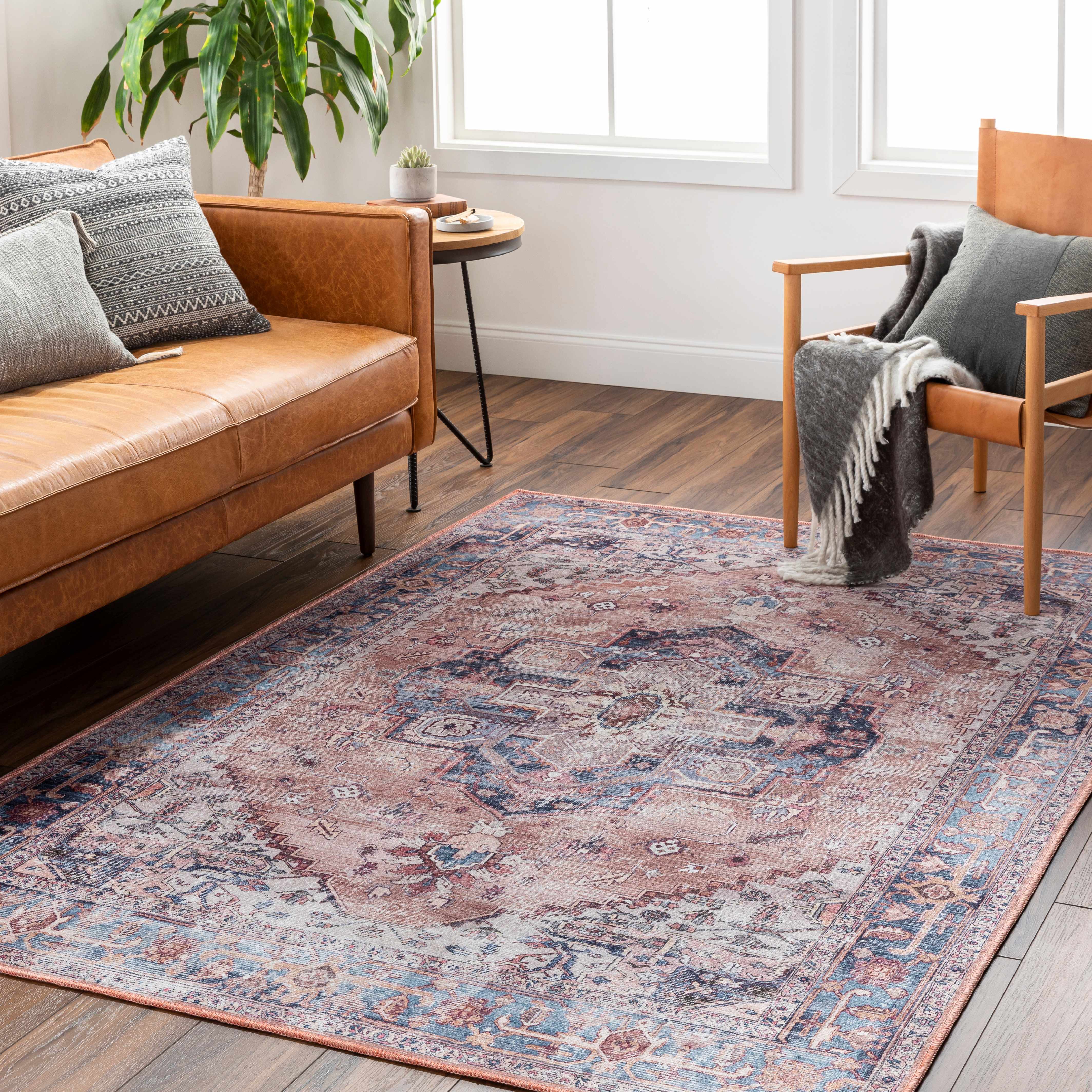 Kera Rust Washable Area Rug - Decor Addict, LLC