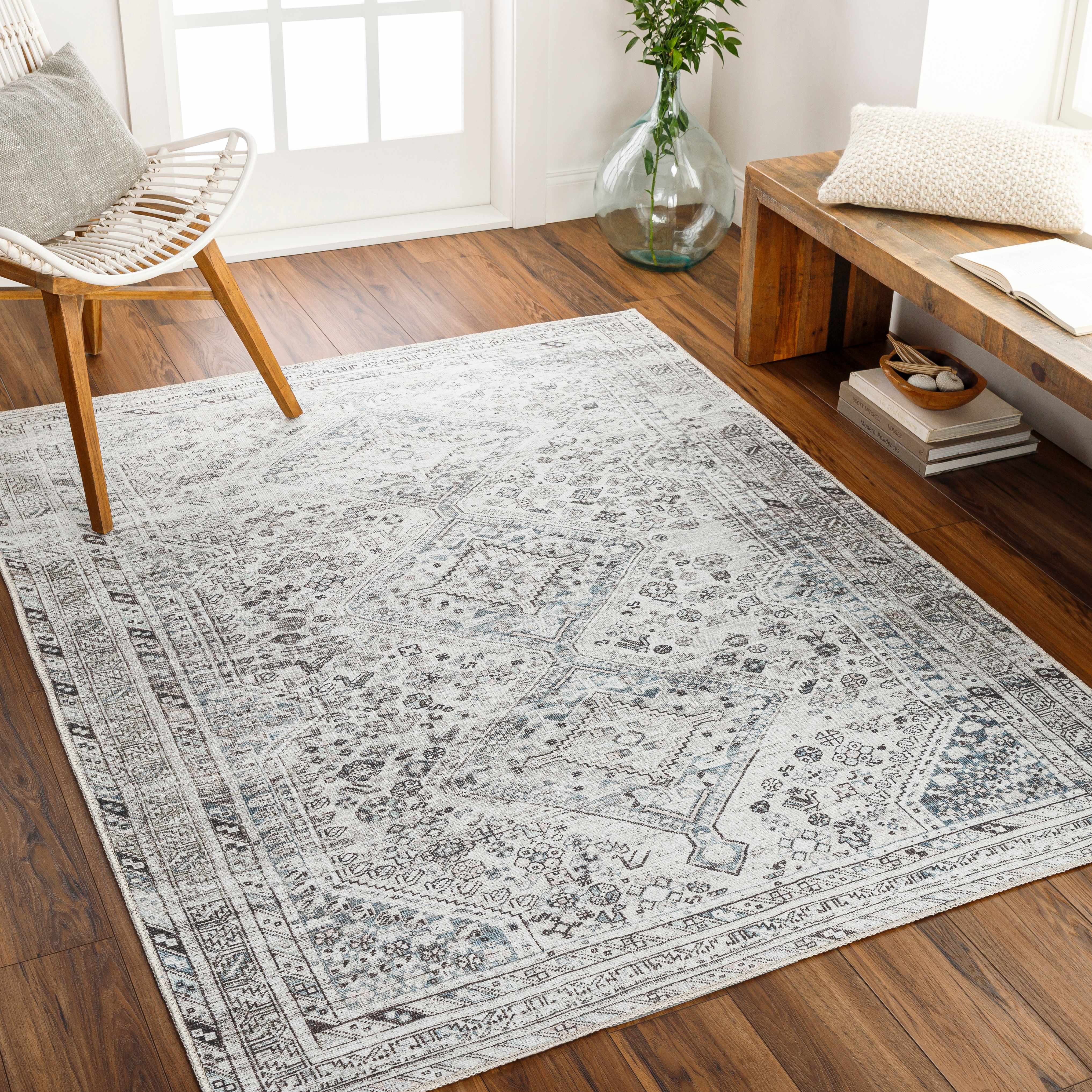Barny Gray Washable Area Rug - Decor Addict, LLC