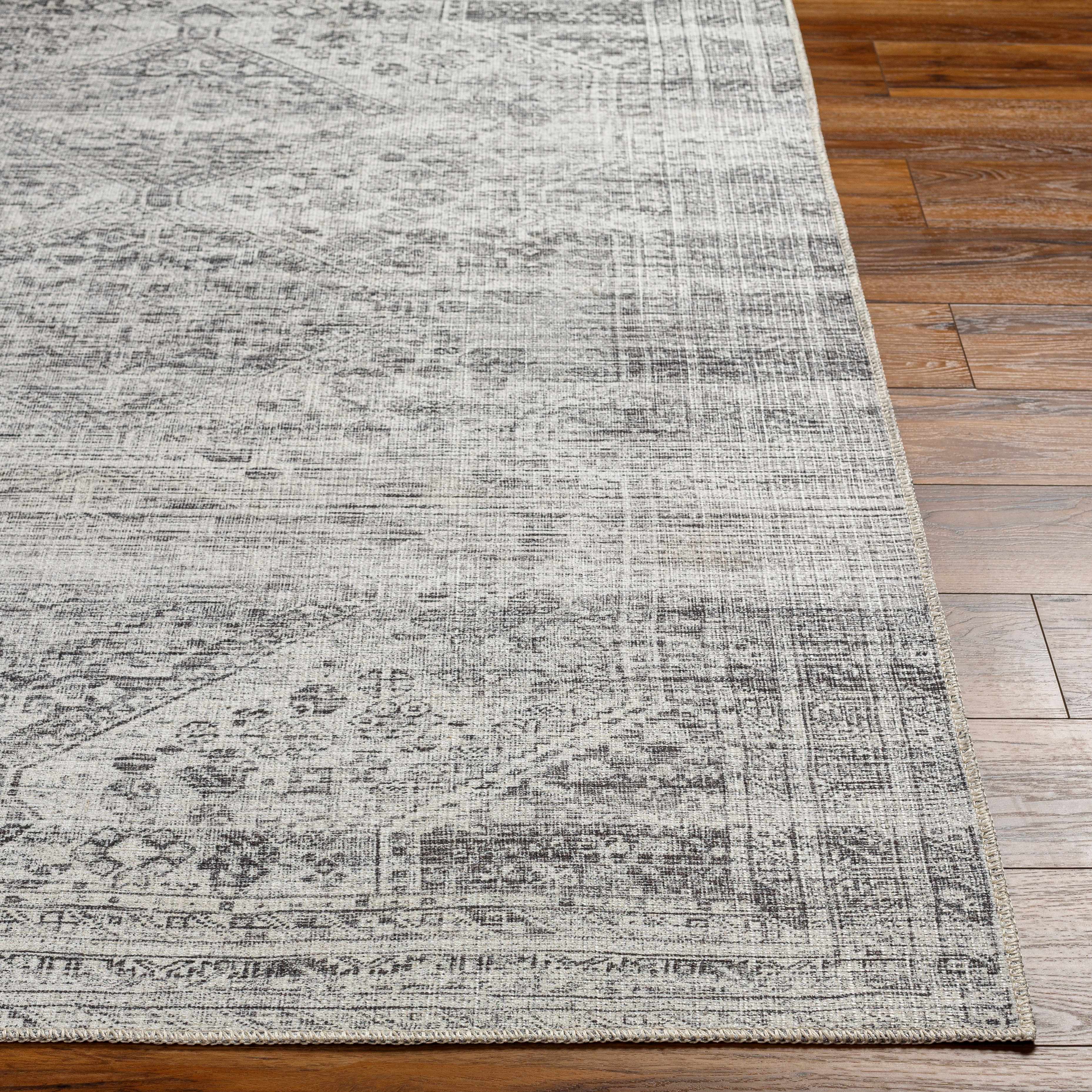 Barny Cream & Gray Washable Area Rug - Decor Addict, LLC