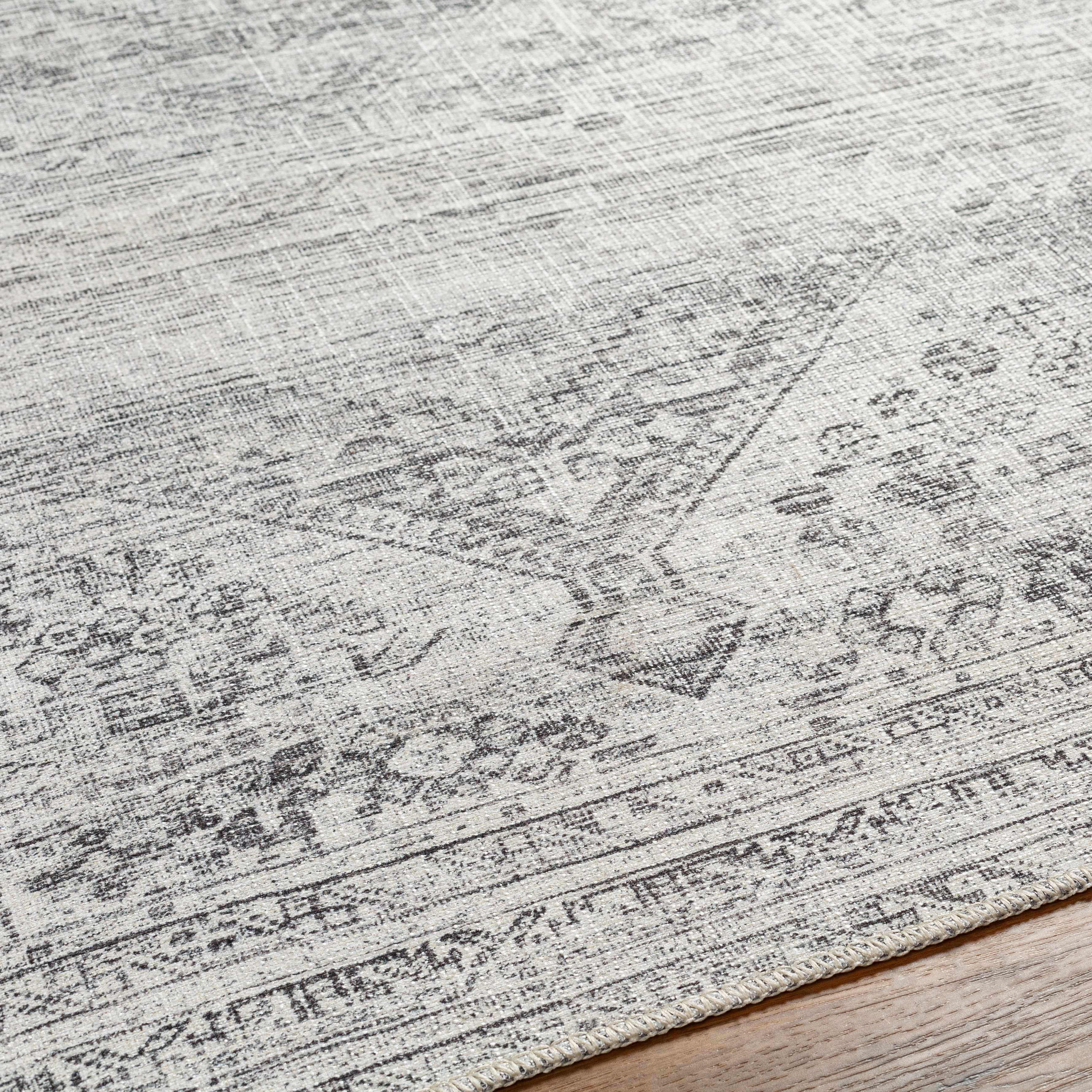 Barny Cream & Gray Washable Area Rug - Decor Addict, LLC