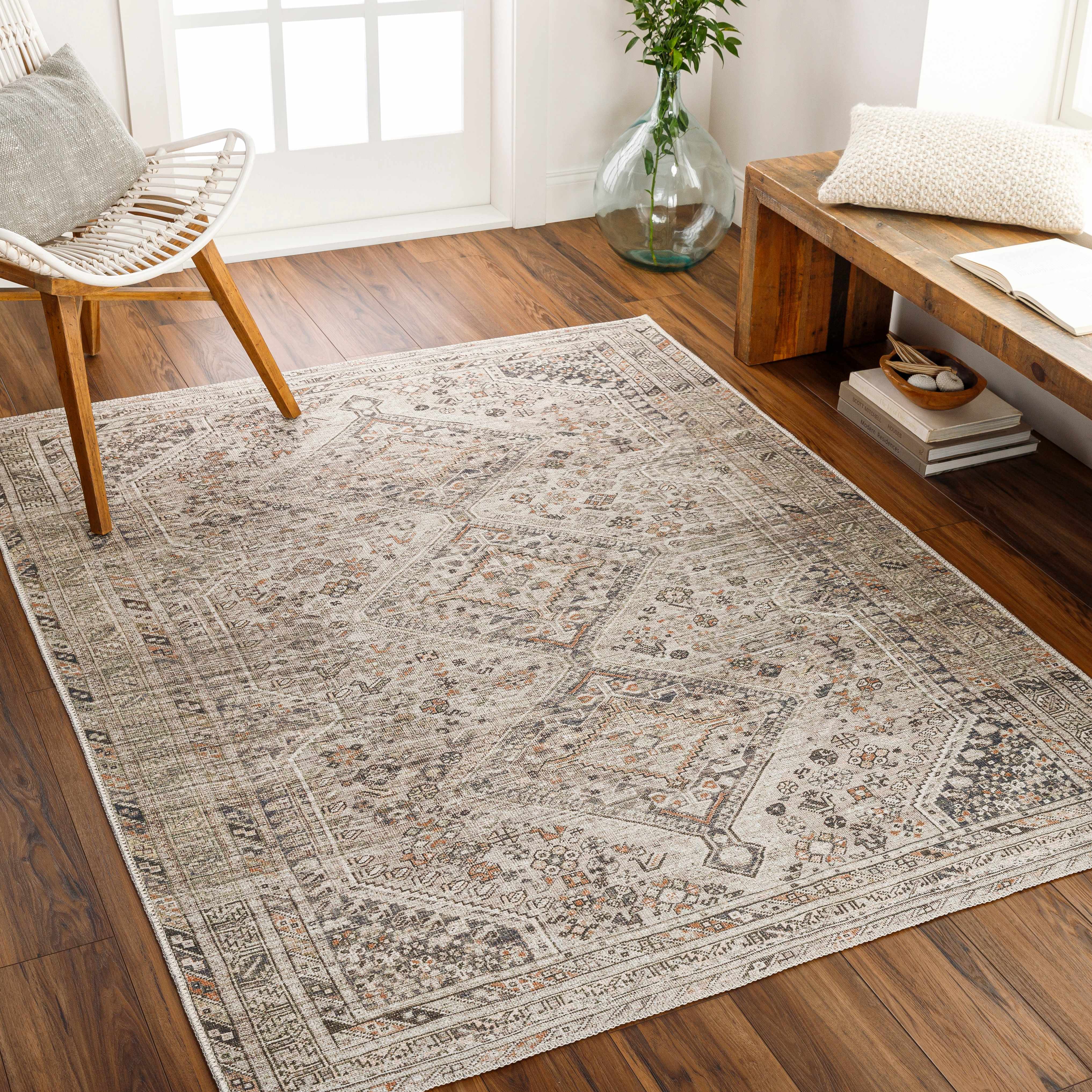 Barny Beige Washable Area Rug - Decor Addict, LLC