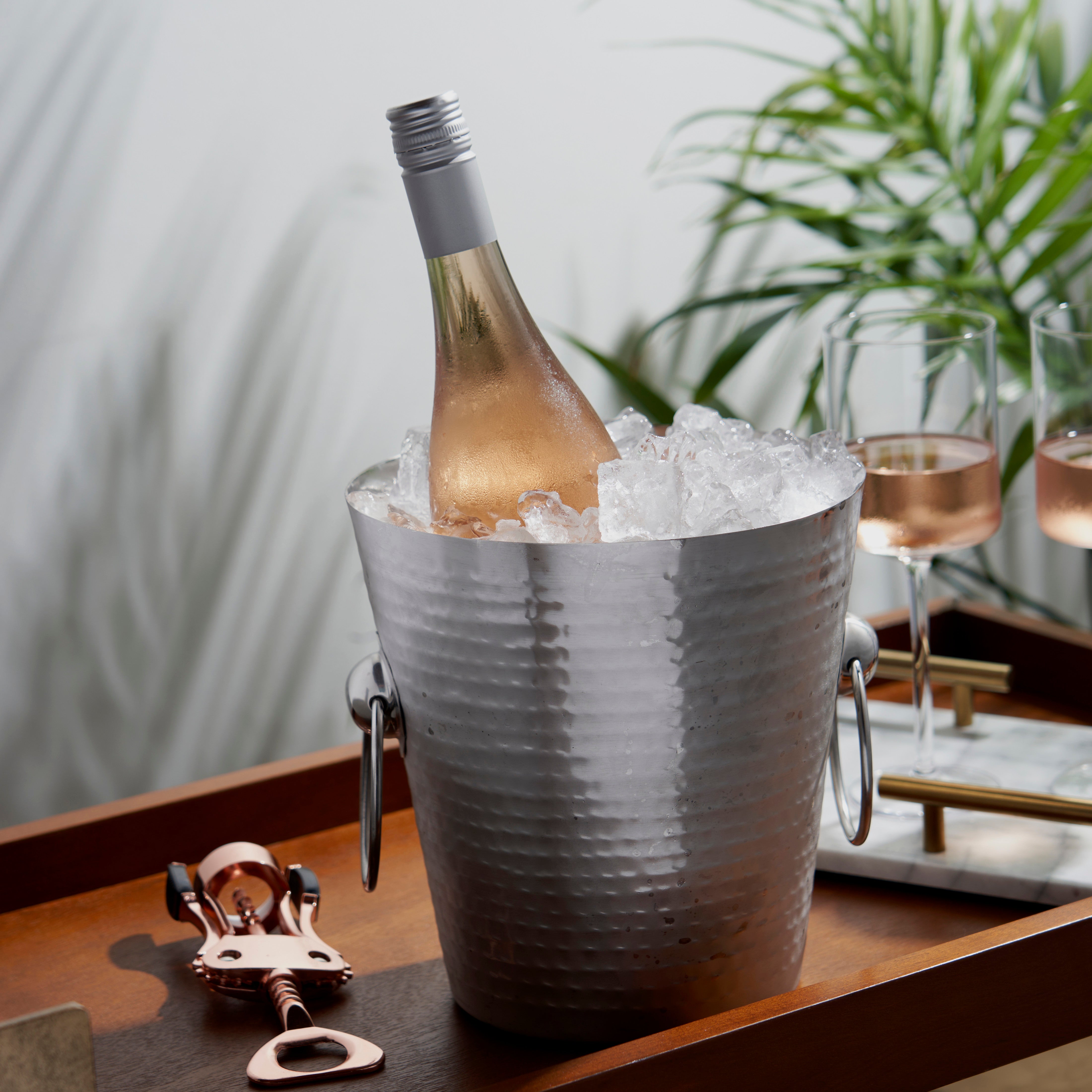 Irving Stainless Steel Hammered Ice Bucket - Decor Addict, LLC