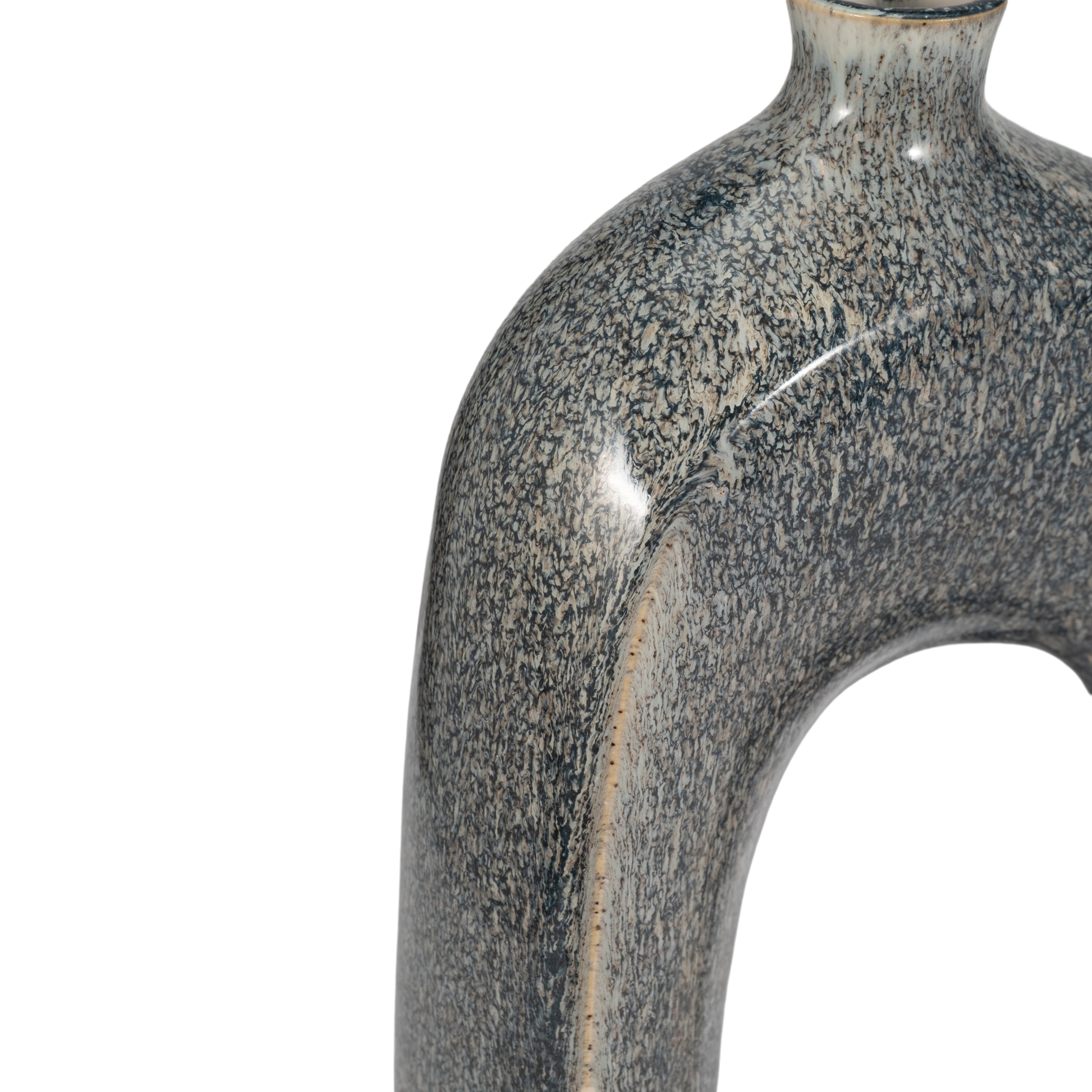 Cer, 16" Curvy Open Cut-out Vase, Blue/white - Decor Addict, LLC