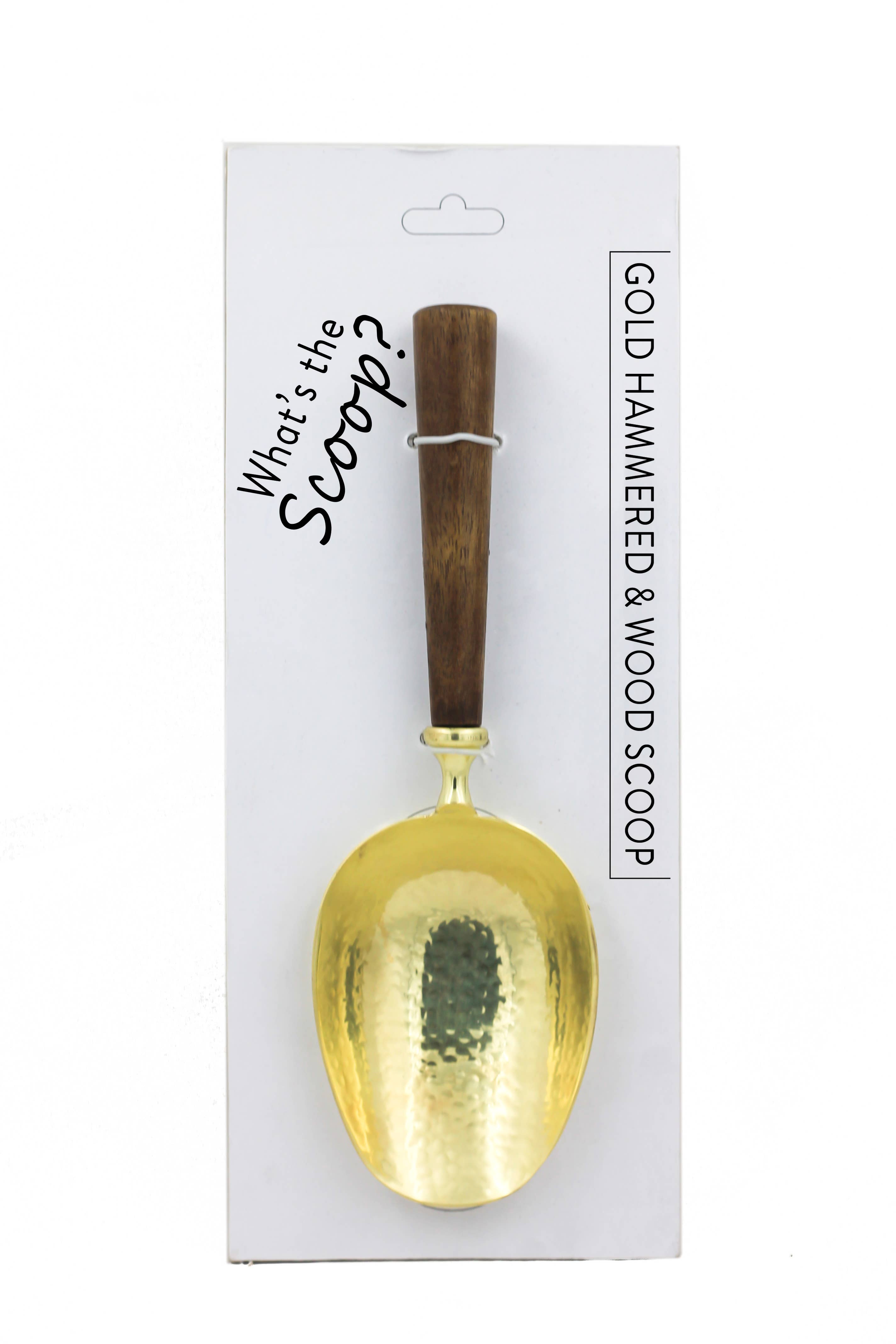Gold Hammered Ice Scoop w/ Driftwood Handle - Decor Addict, LLC