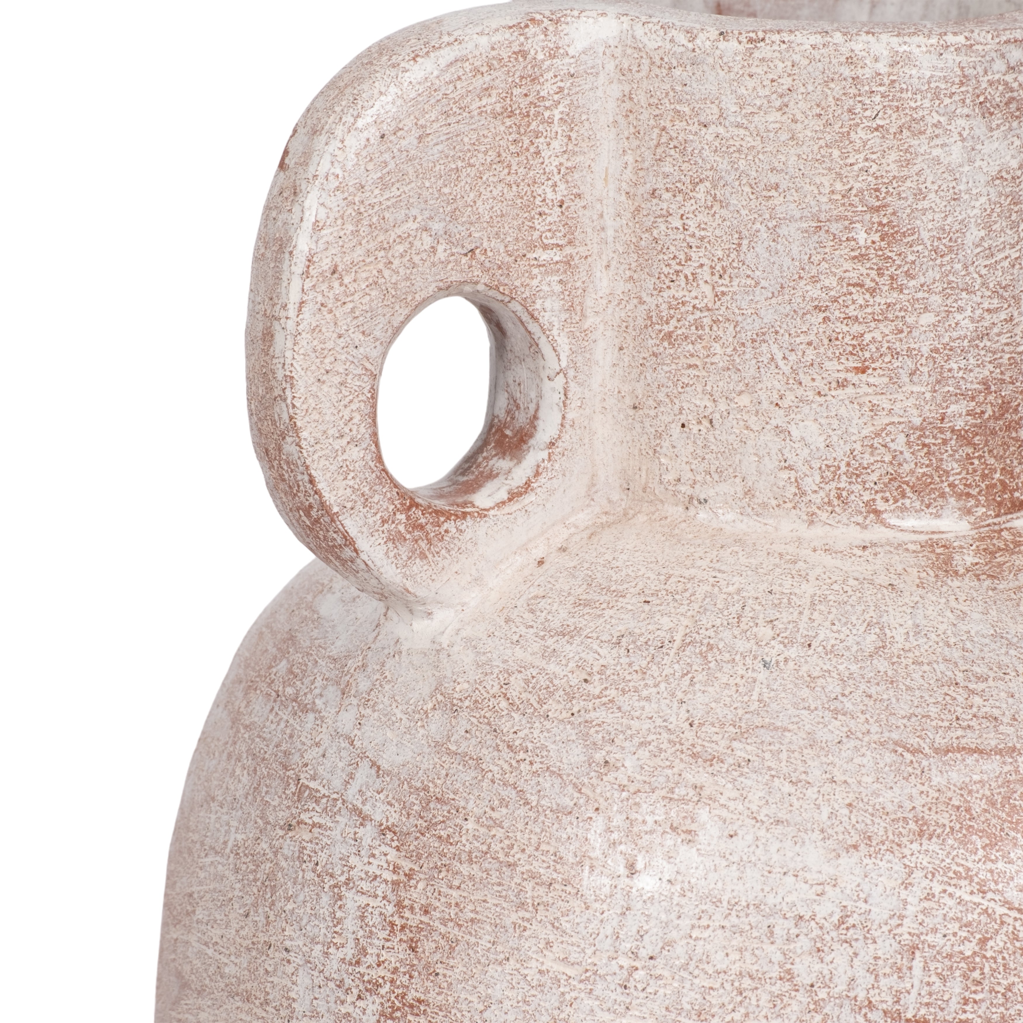 15" Modern Terracotta Jug Vase W/handle, Ivory - Decor Addict, LLC