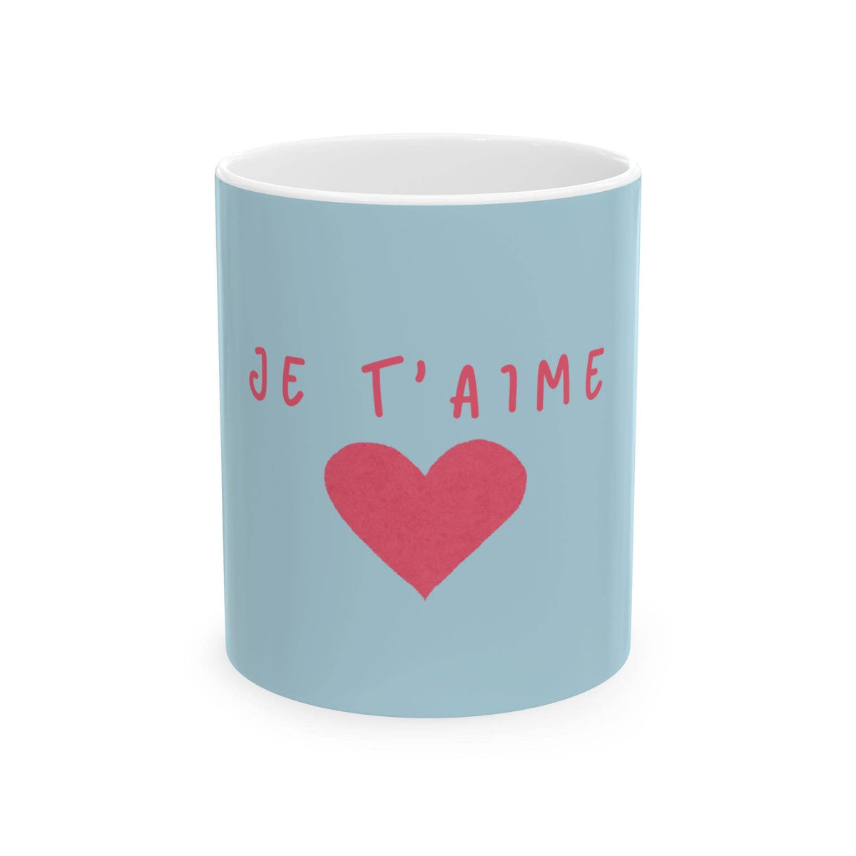 Je T'aime Heart Mug, French Coffee Mug: 11oz