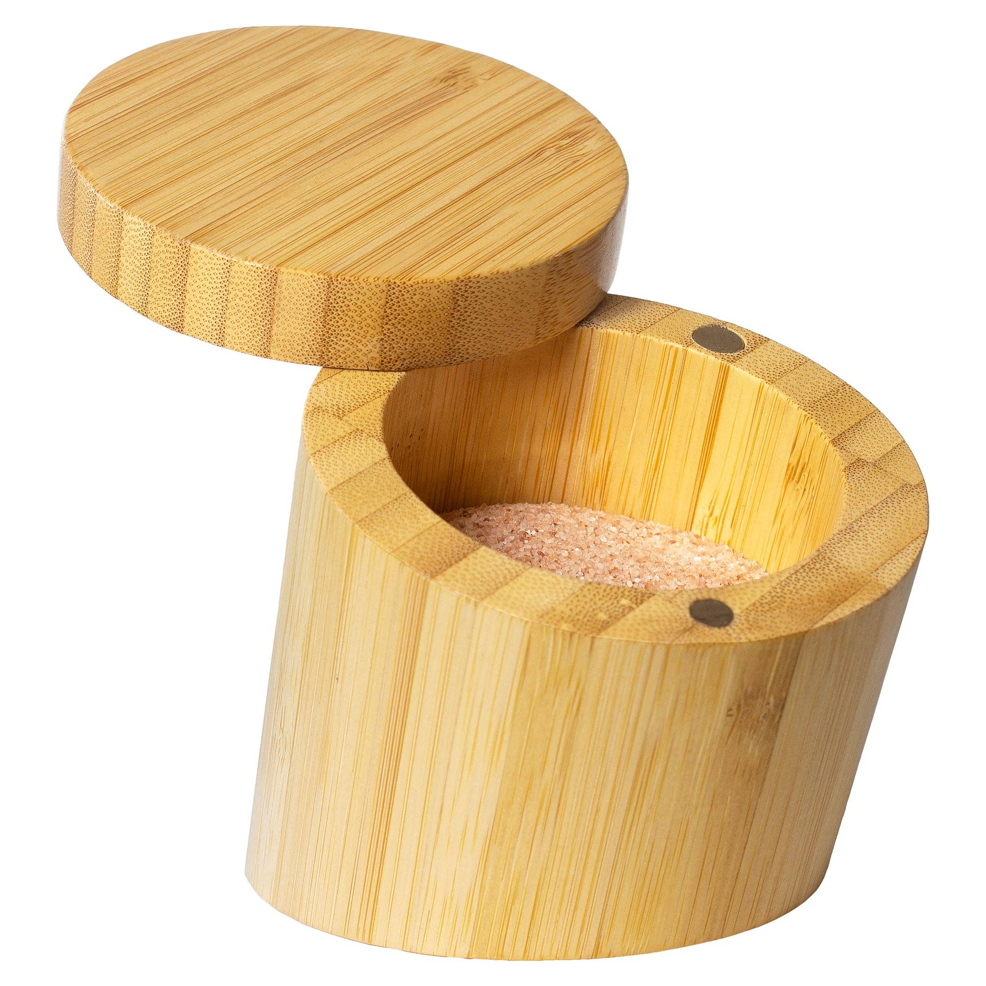 Angled Bamboo Salt Cellar Storage Box with Swivel Lid - Decor Addict, LLC