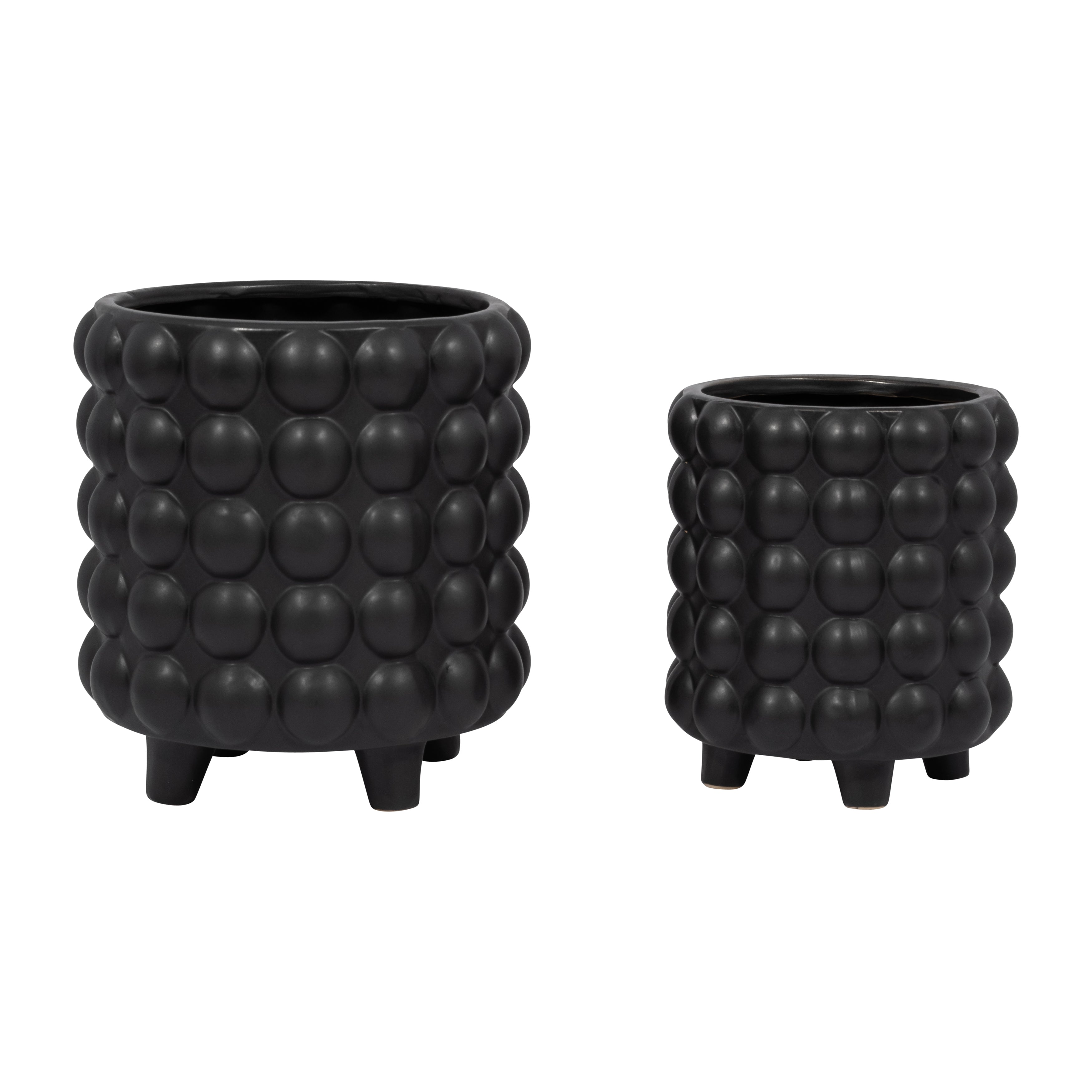 S/2 6/8" Bubble Planters, Matte Black - Decor Addict, LLC