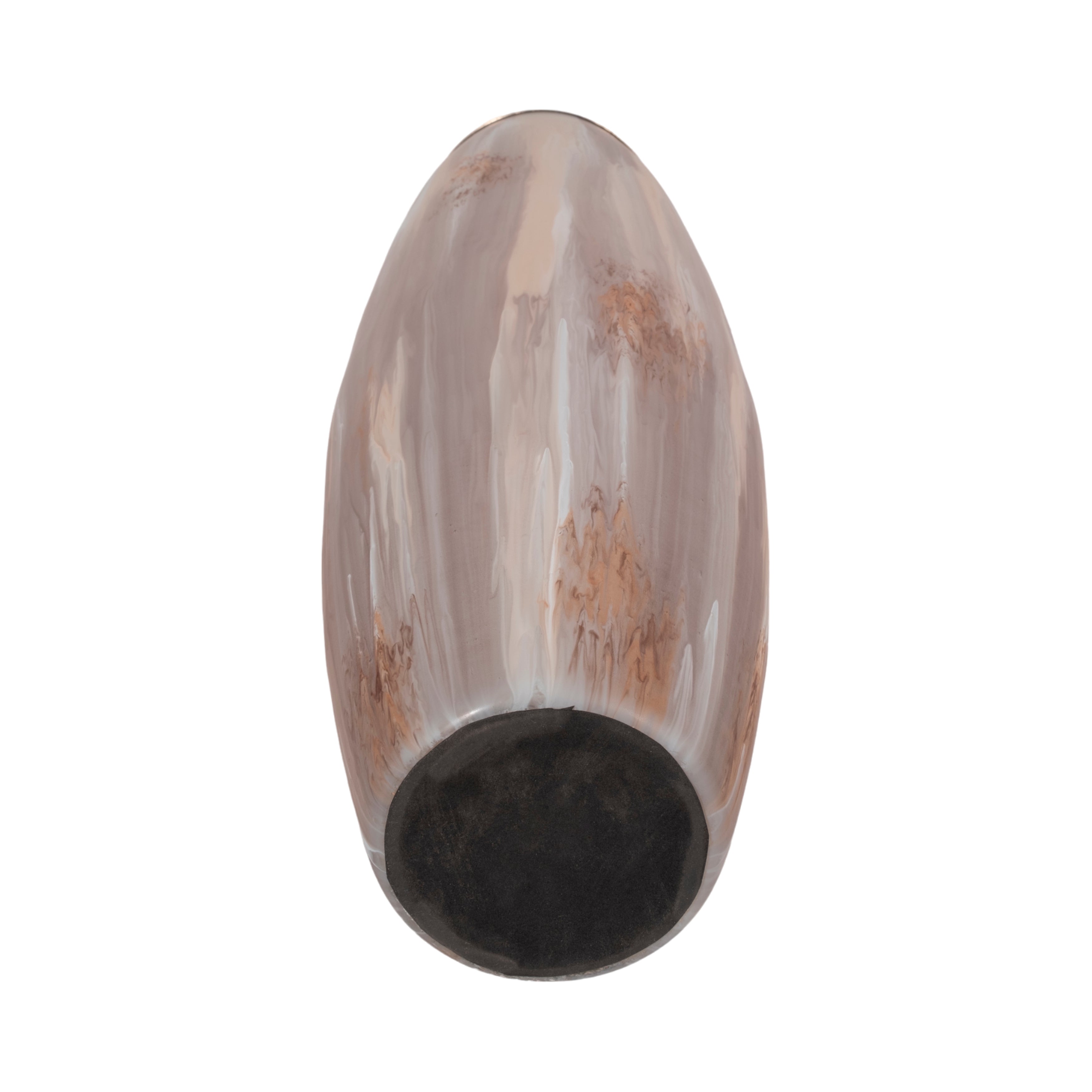 31" Curved Glass Vase Opal Finish, Ivory Multi - Decor Addict, LLC