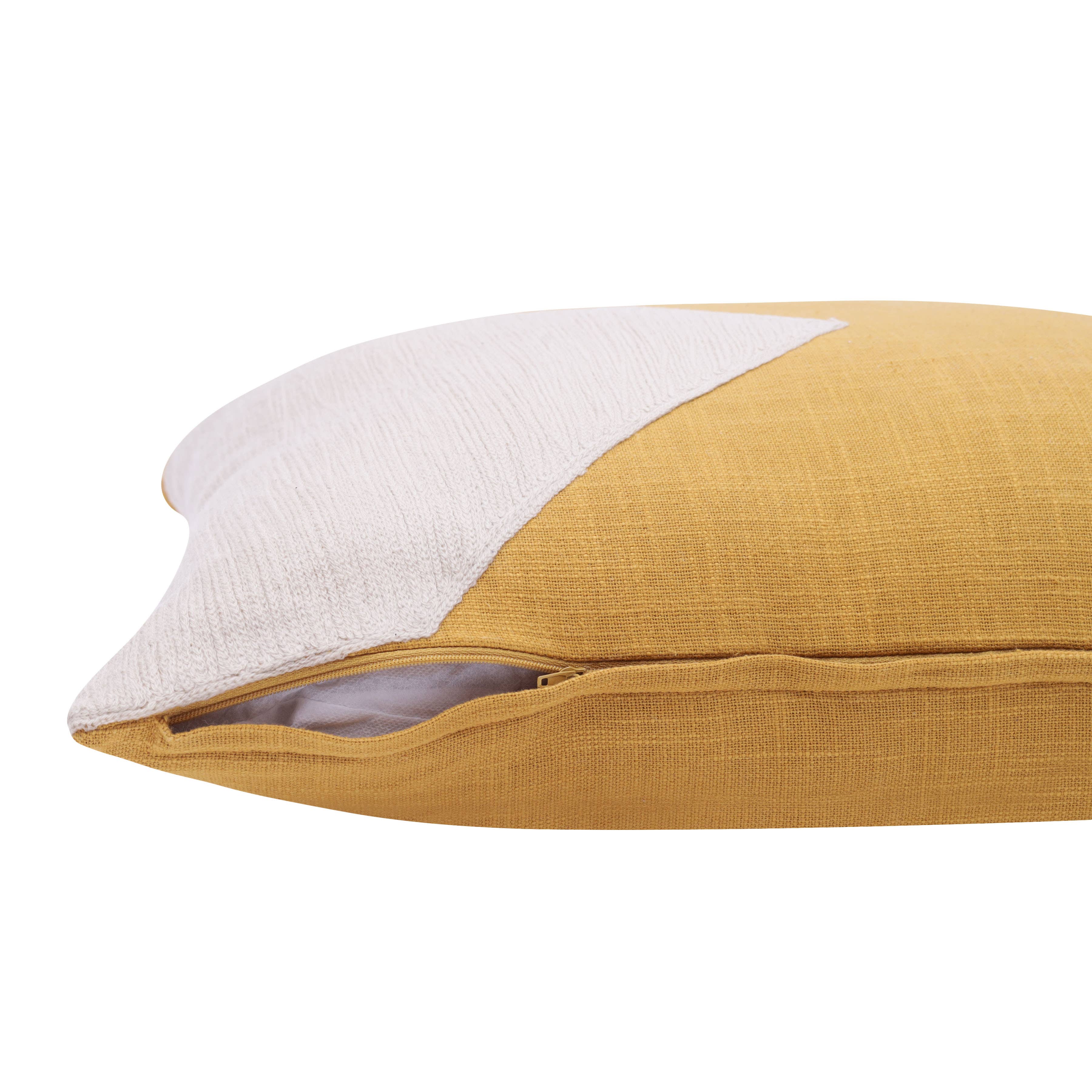 Ace Modern Colorblock Handmade Decorative Throw Pillow: Ochre/Ivory / 24" x 24" - Decor Addict, LLC