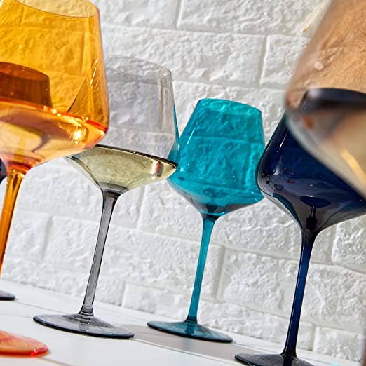 Jewel Colored Crystal Wine Glass Set of 6 - Decor Addict, LLC