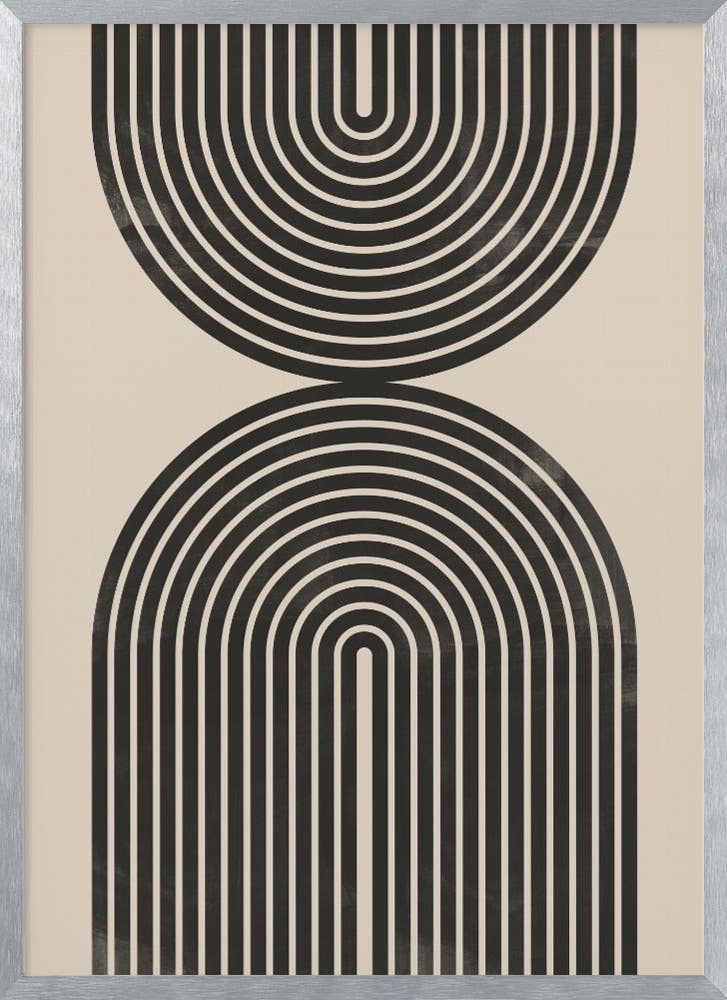 "Black Arch Line Art" Wall Art: Black Framed Textured Print / 48"H x 36 "W - Decor Addict, LLC