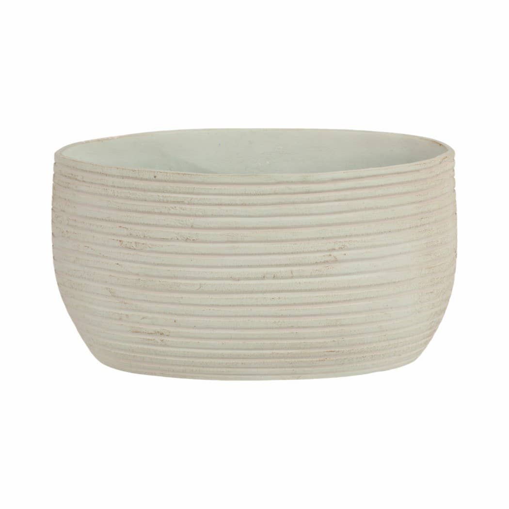 Decorative Vase - Teal Ceramic Small Ribbed Oval, 14 in. - Decor Addict, LLC