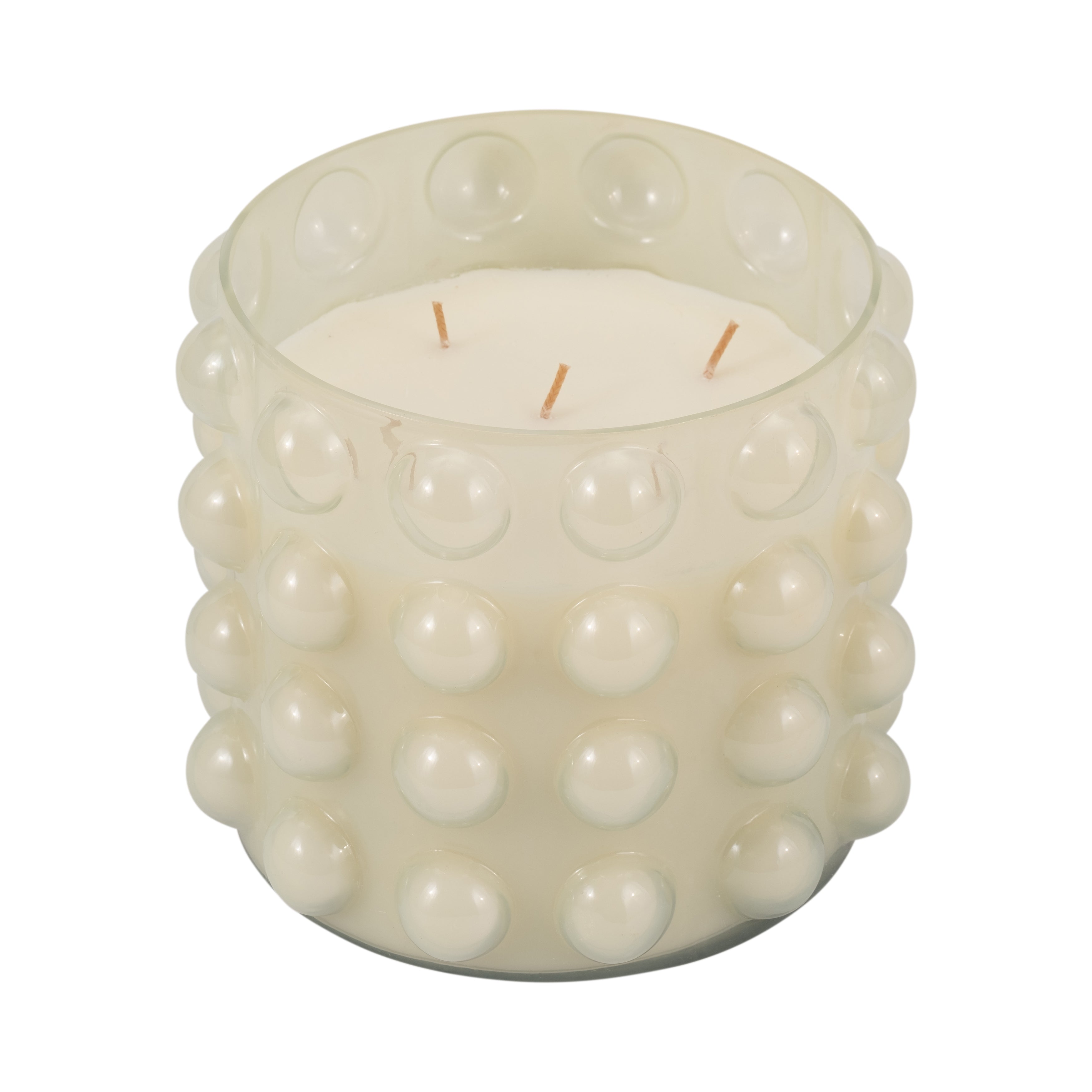 Glass, 9" 102 Oz Bubble Candle, Ivory - Decor Addict, LLC