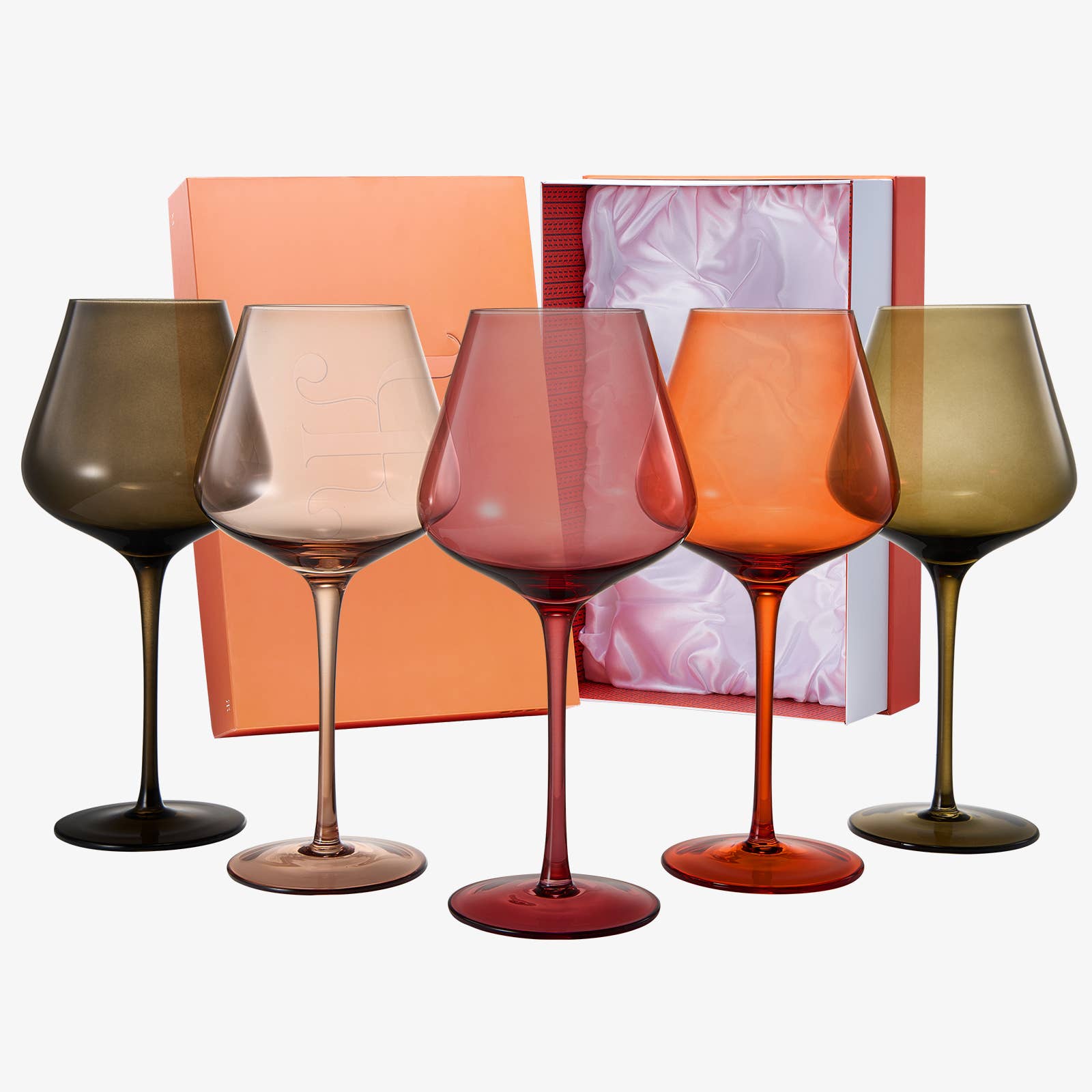 Colored Crystal Wine Glass Set of 5, Large 20 OZ Glasses - Decor Addict, LLC