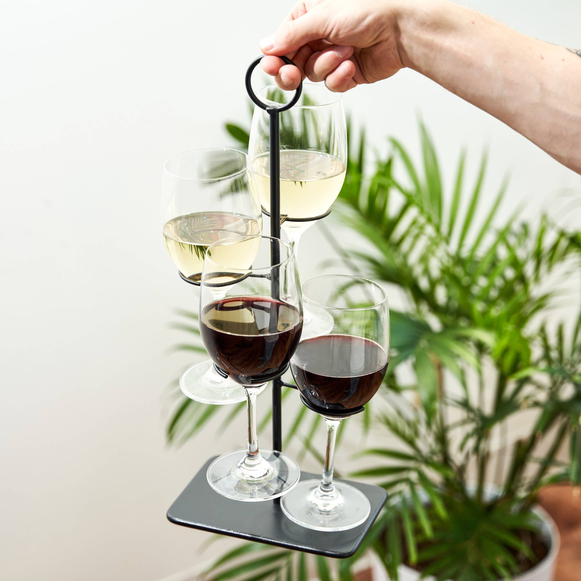 Hover Black Iron 4-Glass Vertical Wine Tasting Flight - Decor Addict, LLC