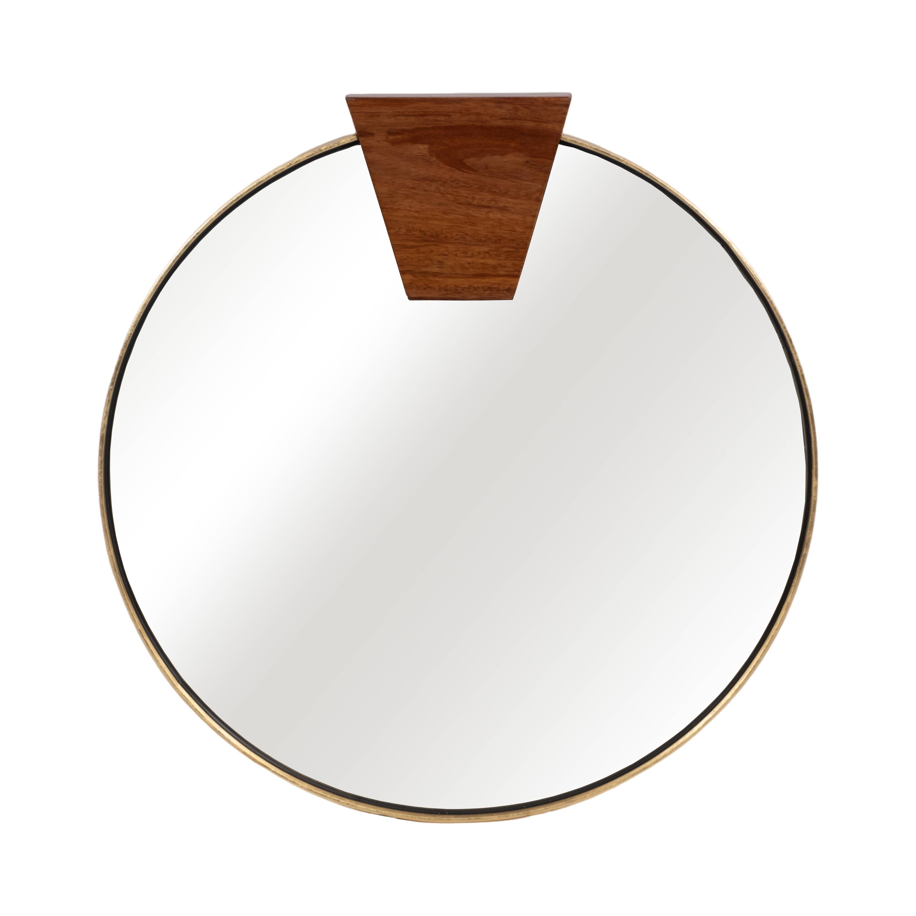 Gold 32x32 Round Wood Piece Framed Mirror - Decor Addict, LLC