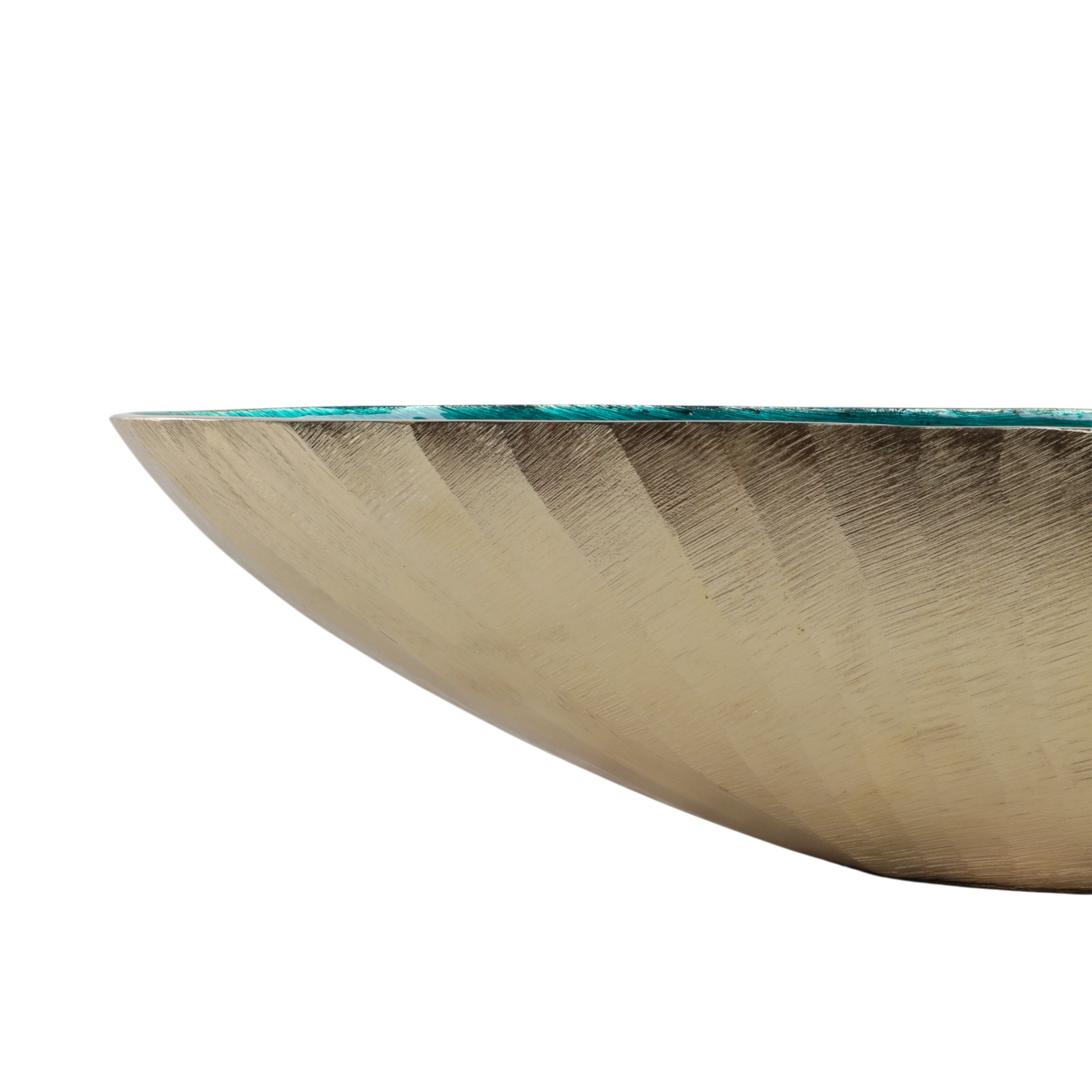 S/2 20/23" Oval Metal Bowl W/ Enamel, Blue/gold - Decor Addict, LLC