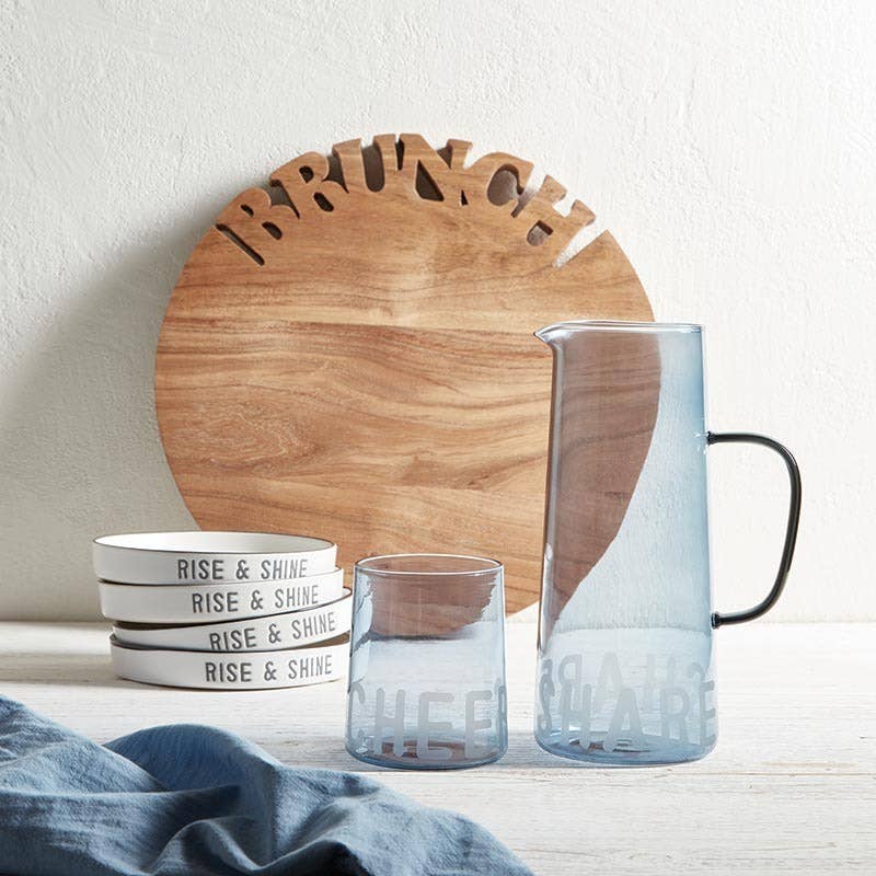 Face to Face Blue Glass- Cheers - Decor Addict, LLC