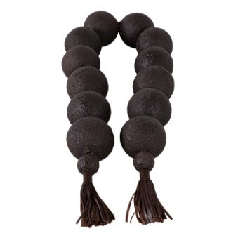 Cardiff Eco-Mix Bead Garland with Leather Tassels, Brown