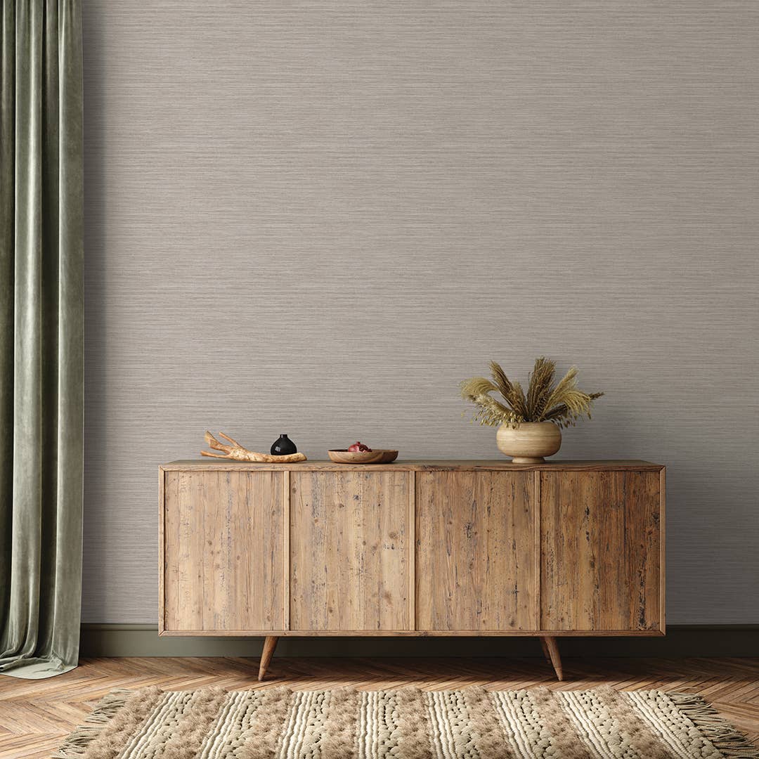 Horizontal Grasscloth Pewter P&S Wallpaper, 28 sq. ft.: Pewter - Decor Addict, LLC