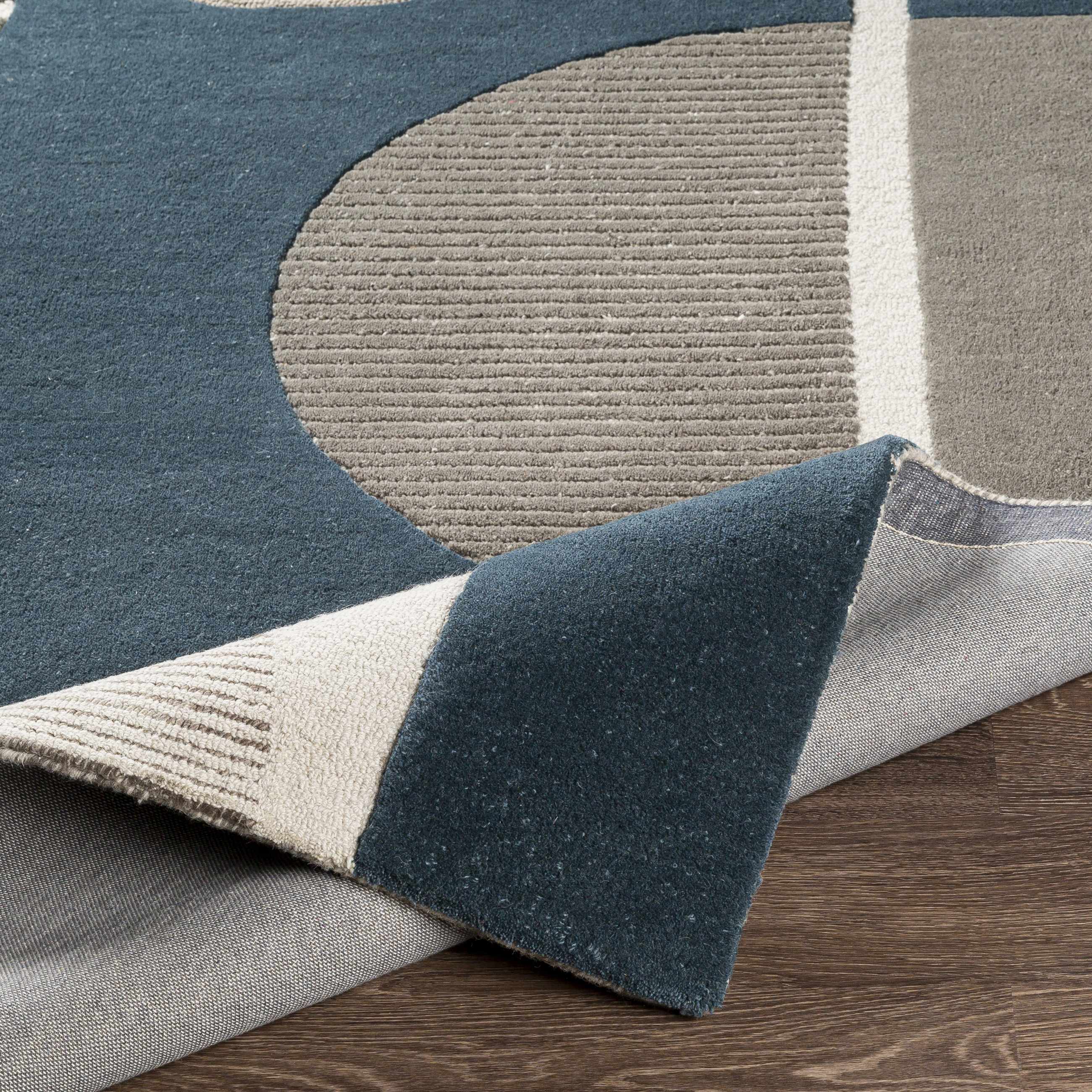 Bro Blue&Gray Wool Rug - Decor Addict, LLC