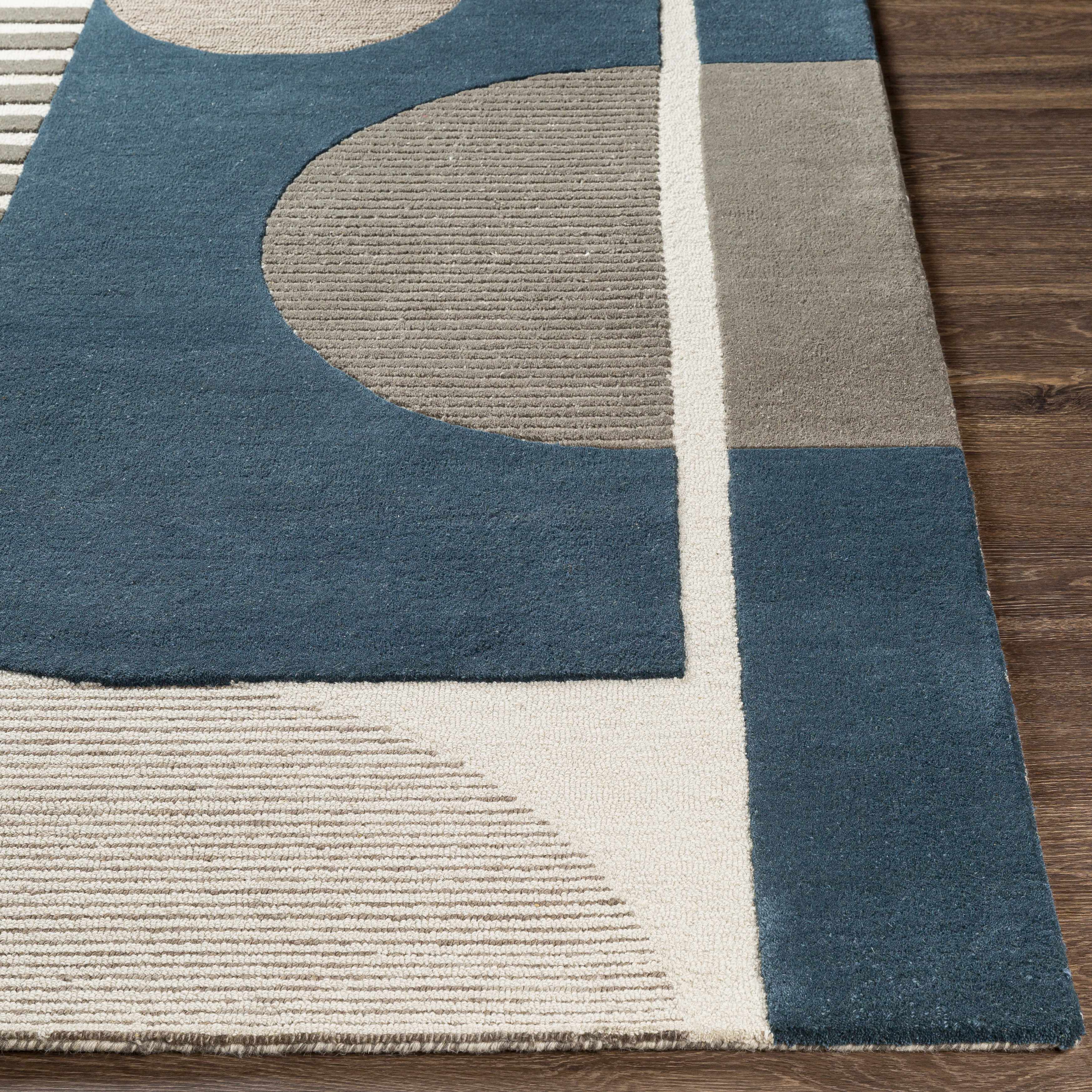 Bro Blue&Gray Wool Rug - Decor Addict, LLC
