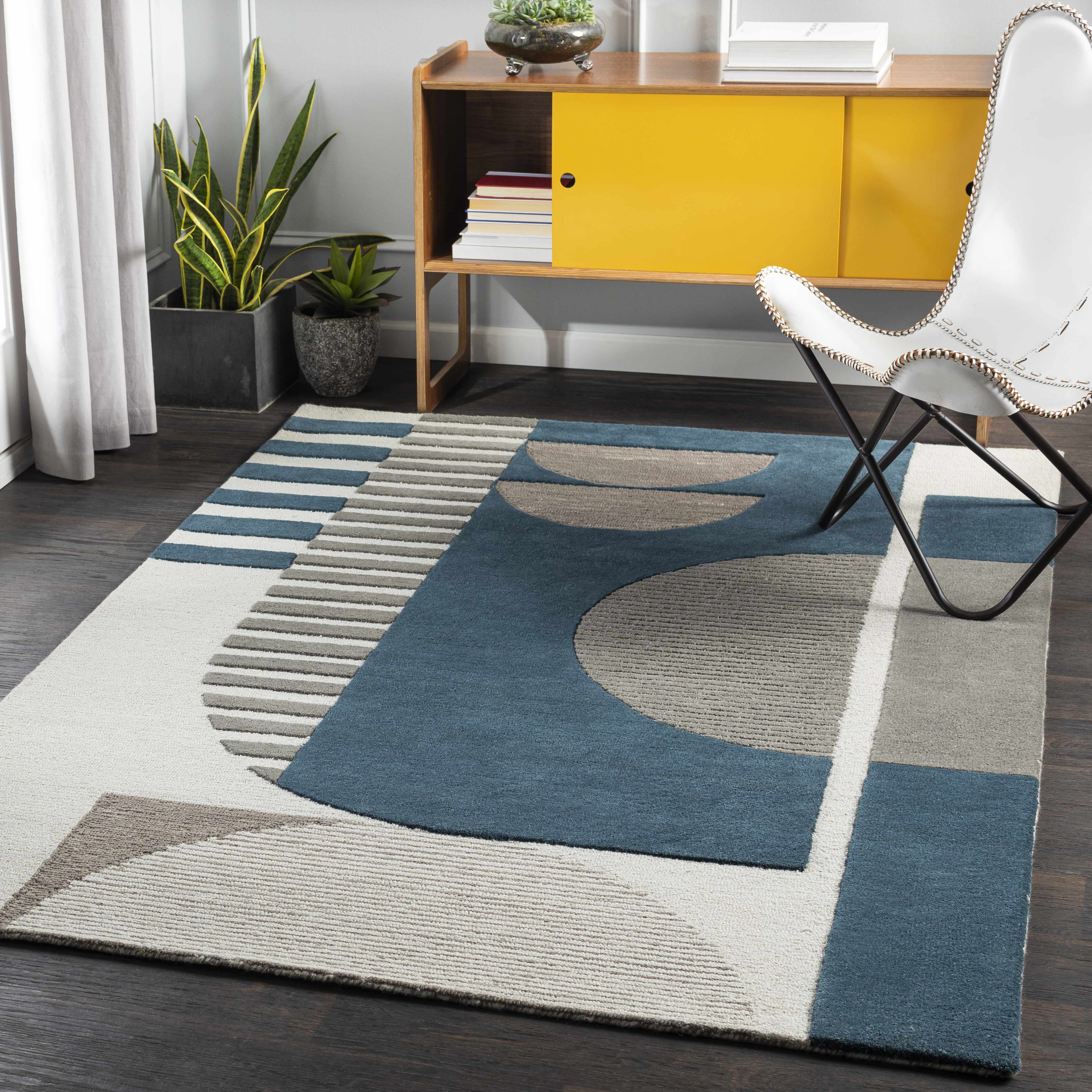 Bro Blue&Gray Wool Rug - Decor Addict, LLC