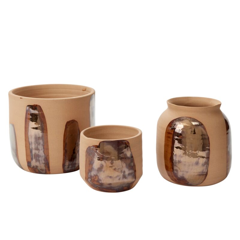 Bronze Brushstroke Pot 7.75"x 6.5" - Decor Addict, LLC