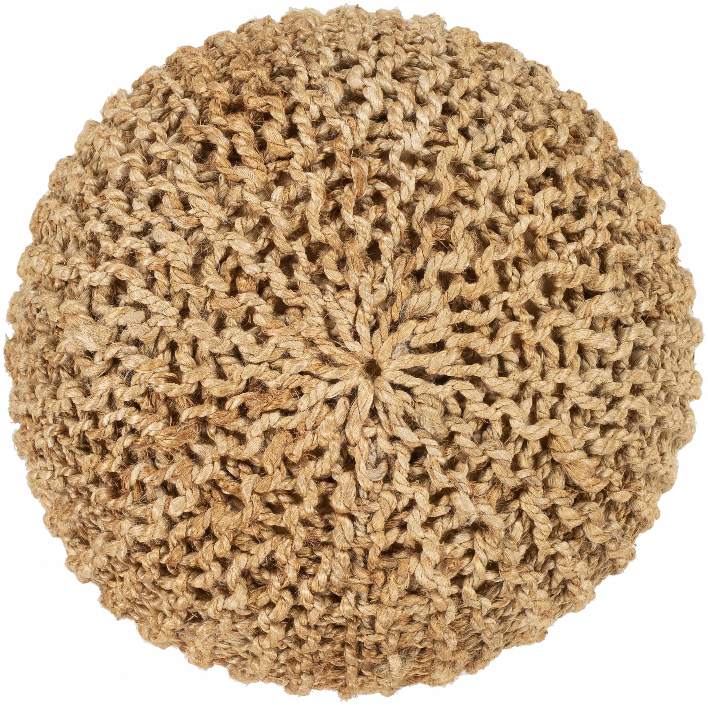 Merrittstown Knitted Jute Pouf - Decor Addict, LLC