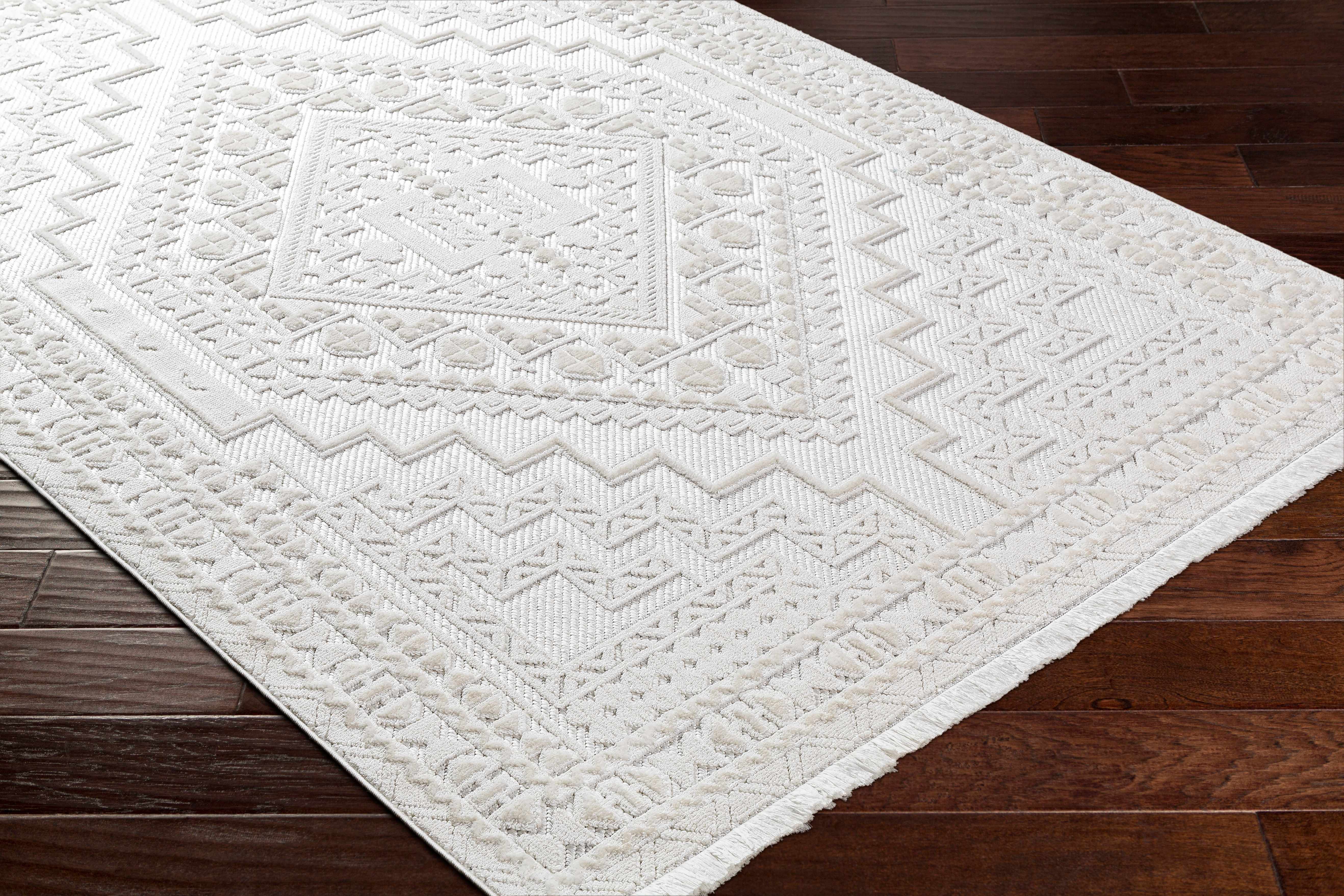 Alya White Fringe Rug - Decor Addict, LLC