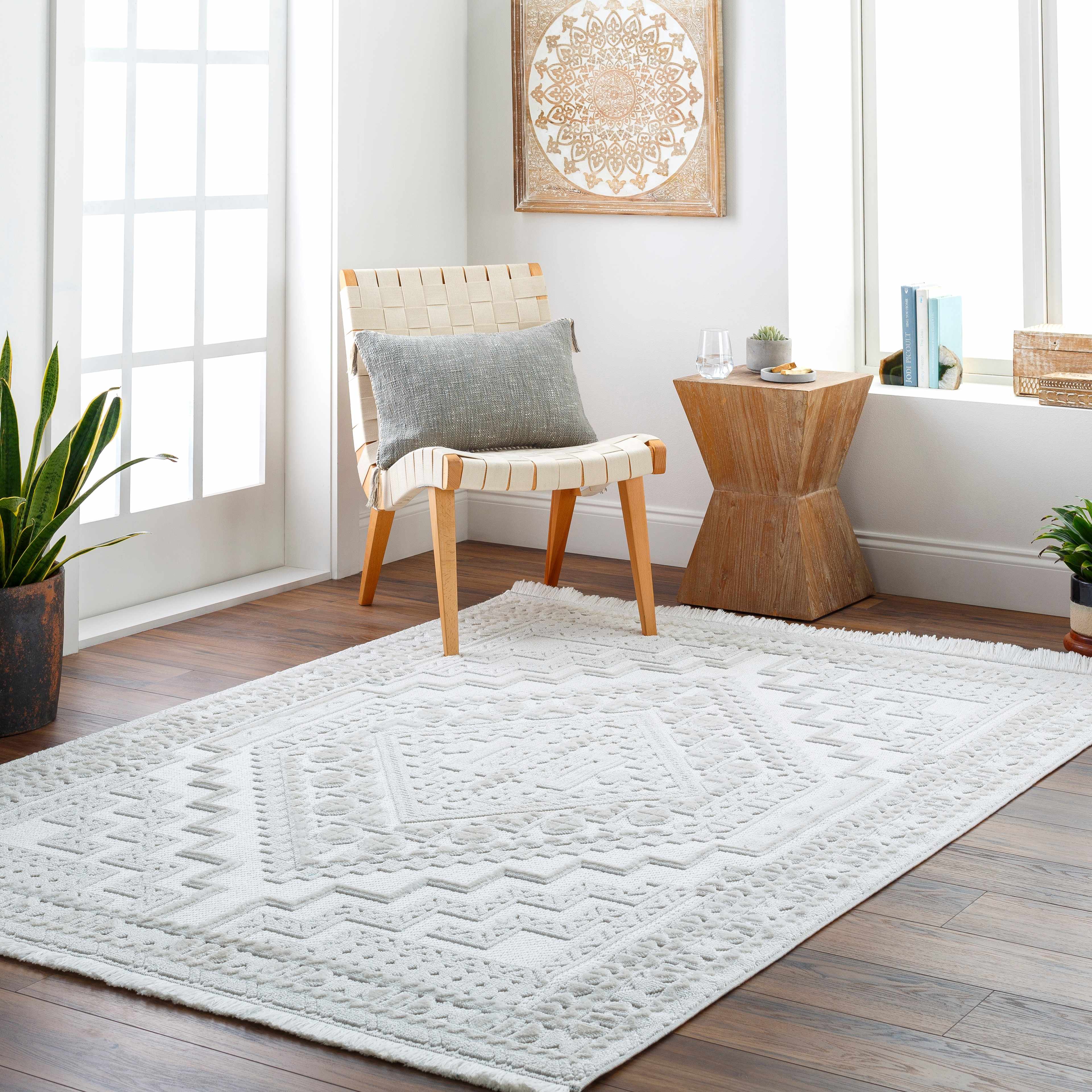 Alya White Fringe Rug - Decor Addict, LLC