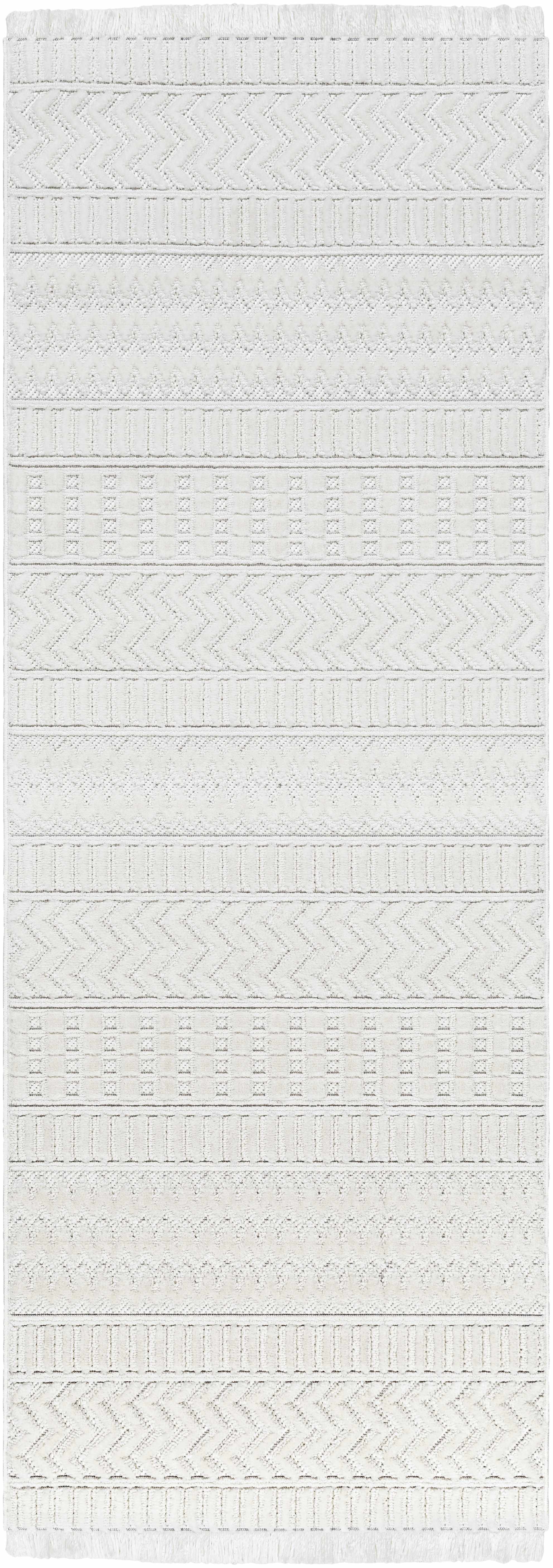 Cira Ivory Textured Area Rug with Fringes - Decor Addict, LLC