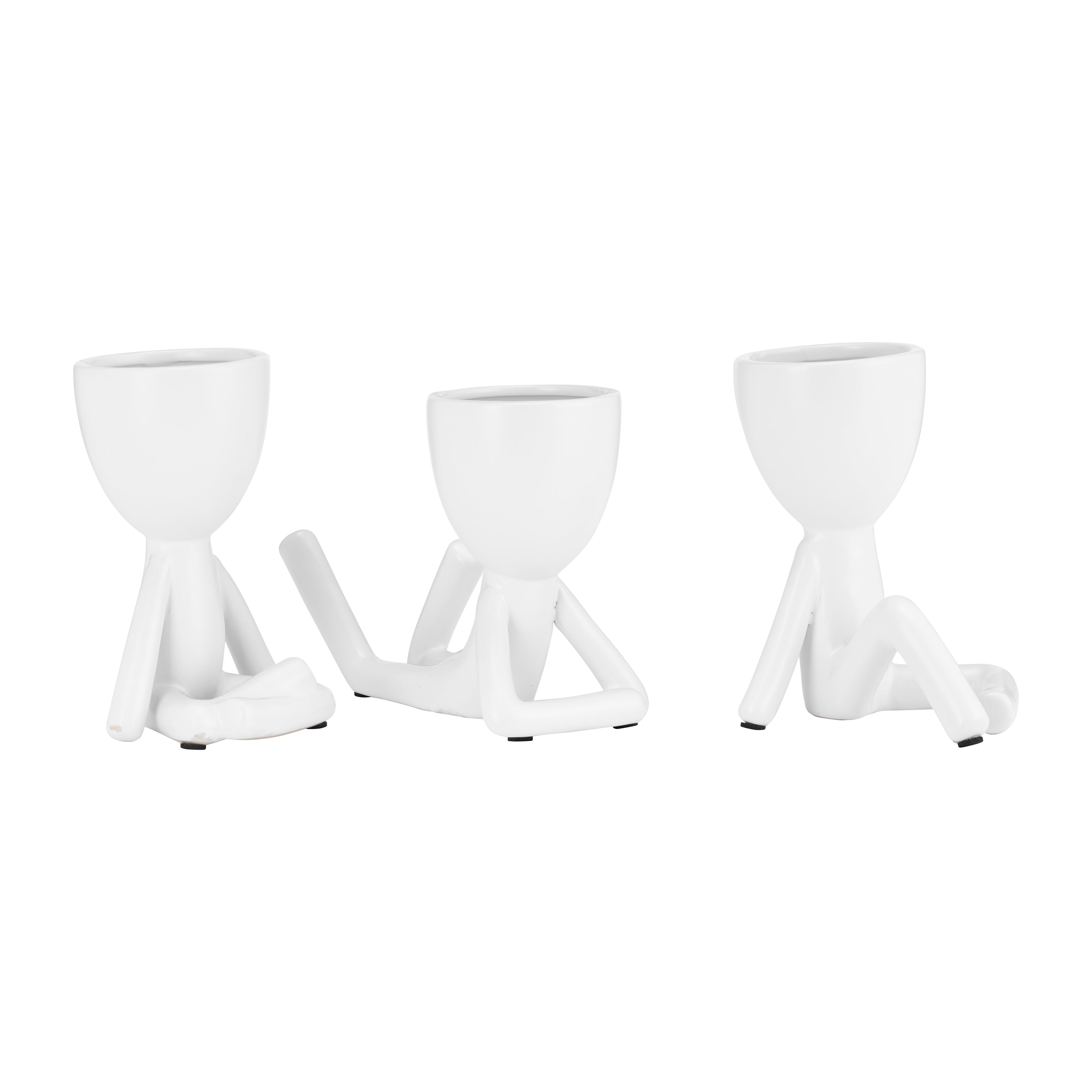 Cer, S/3 8" Sitting Humans, White - Decor Addict, LLC