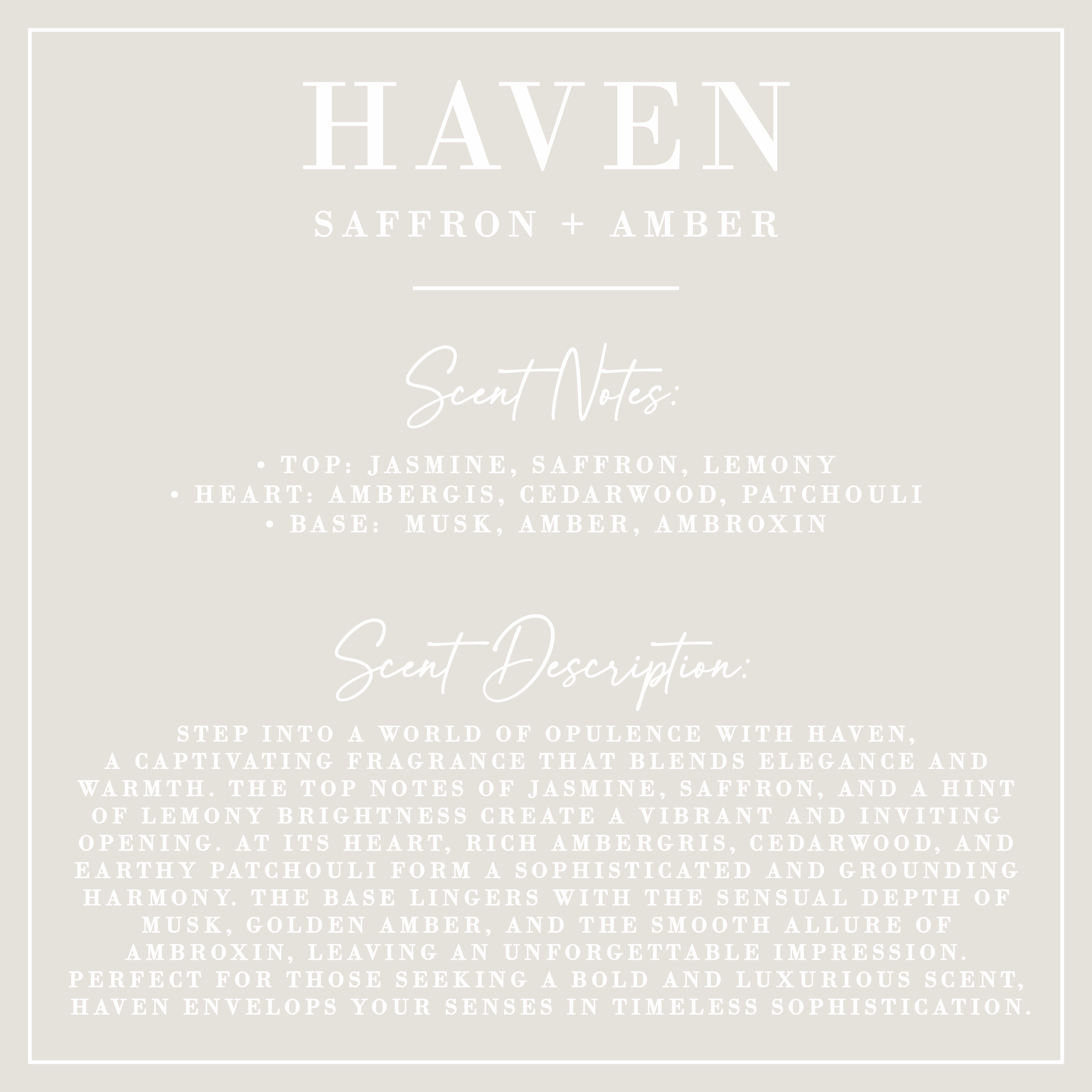 HAVEN | Saffron + Amber Candle | Luxe Collection: 18 oz - Decor Addict, LLC