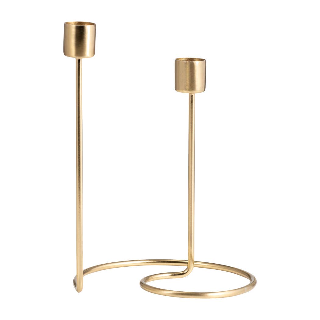 Metal Modern Open-Frame Dual Candle Holder - Gold, 8 in. - Decor Addict, LLC
