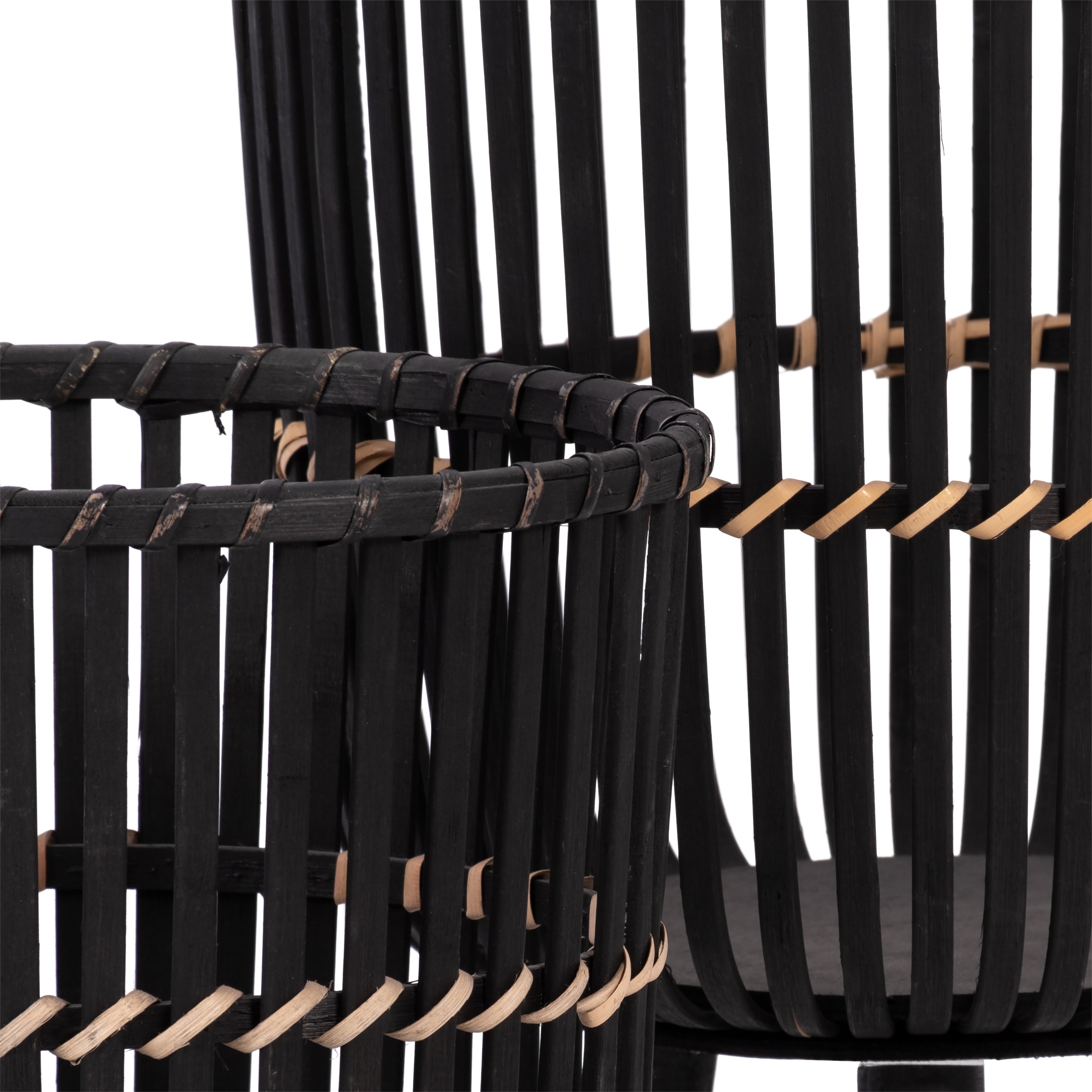 S/2 Bamboo Footed Planters 10/12", Black - Decor Addict, LLC