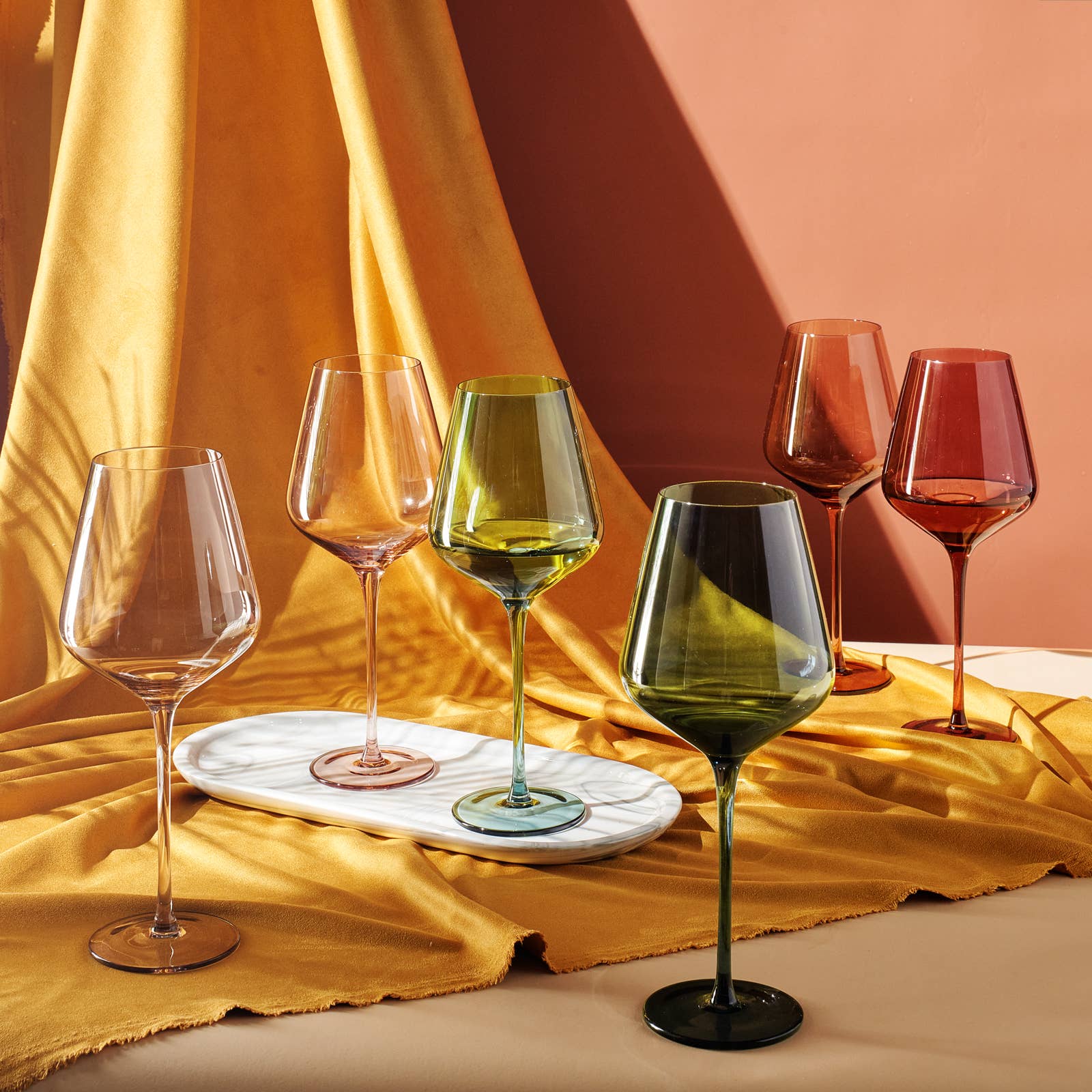 Colored Crystal Wine Glasses Set of 6, Large 18oz Glassware - Decor Addict, LLC