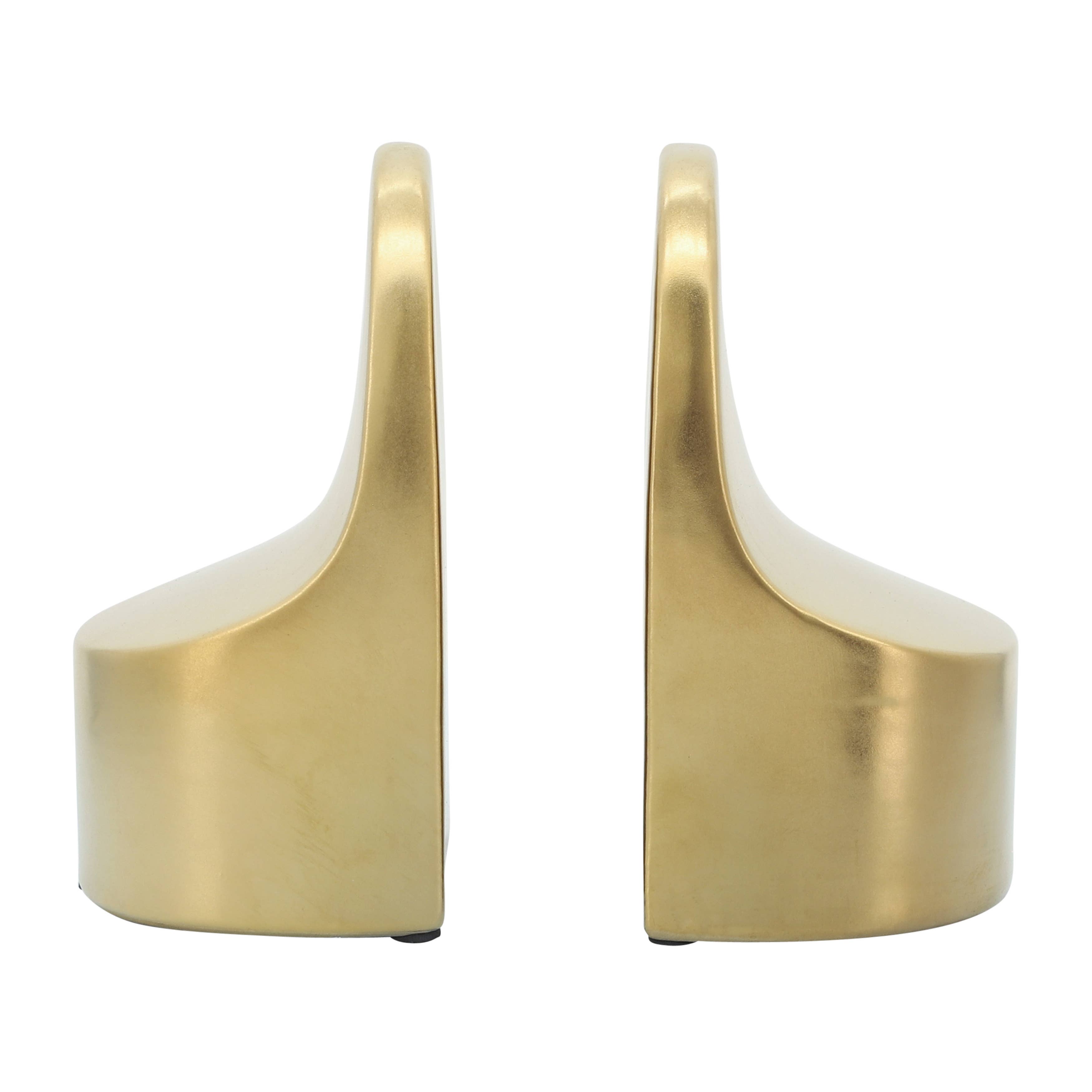 Bookends Set of 2 - Gold Ceramic Contemporary, 6 in. - Decor Addict, LLC