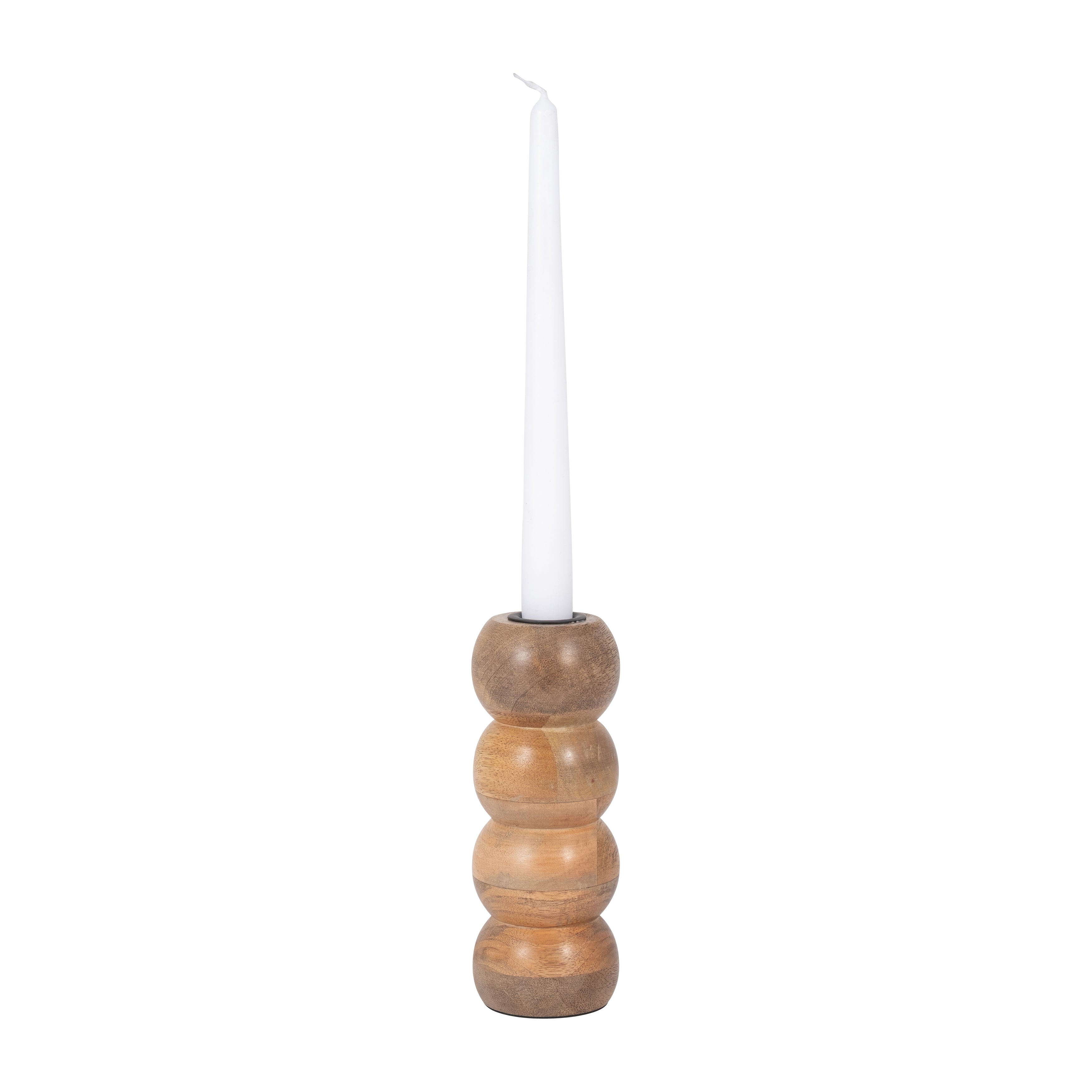 Wood, 7" Ribbed Votive Holder, Natural - Decor Addict, LLC