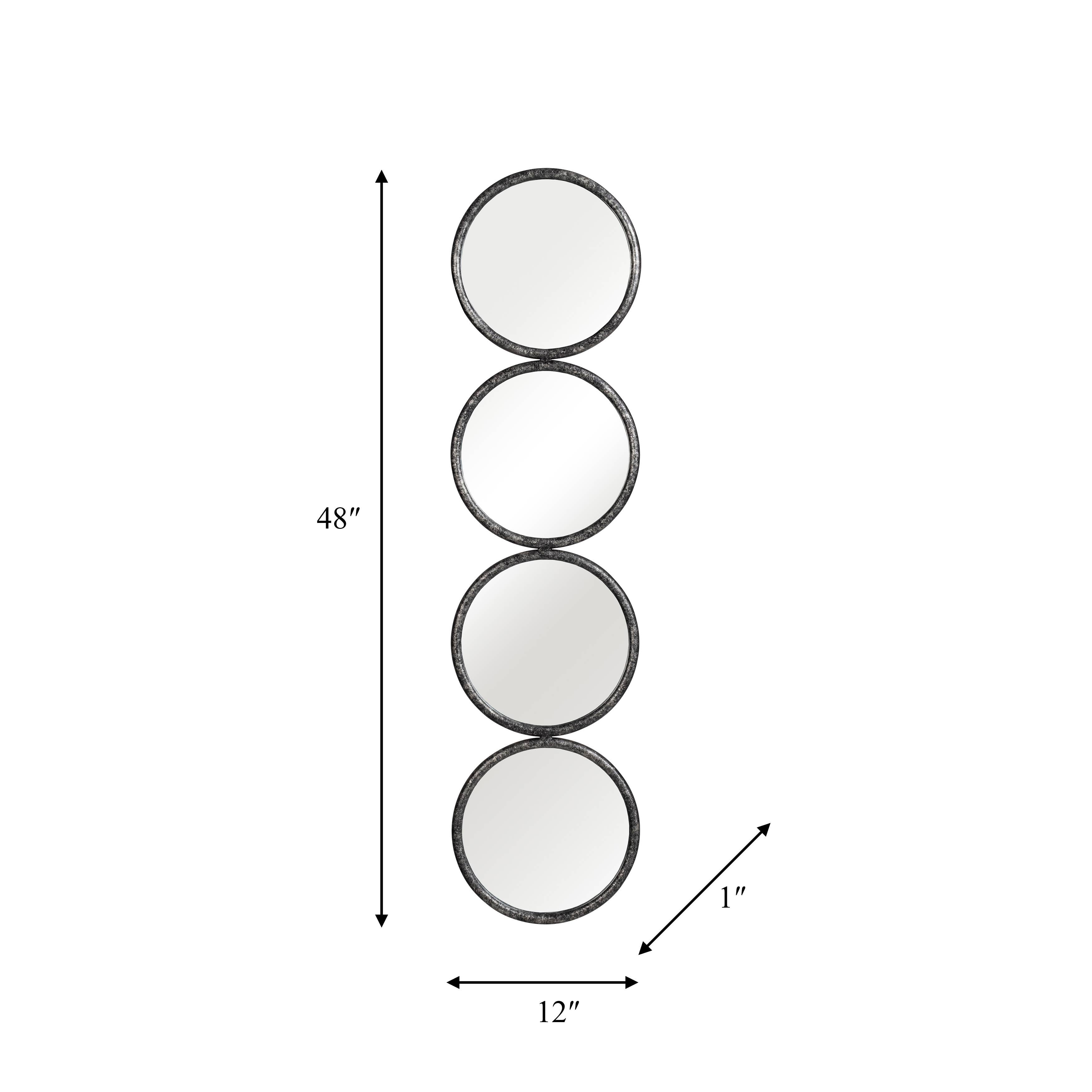 Wood Modern Four Circles Wall Mirror - Black, 48 in.