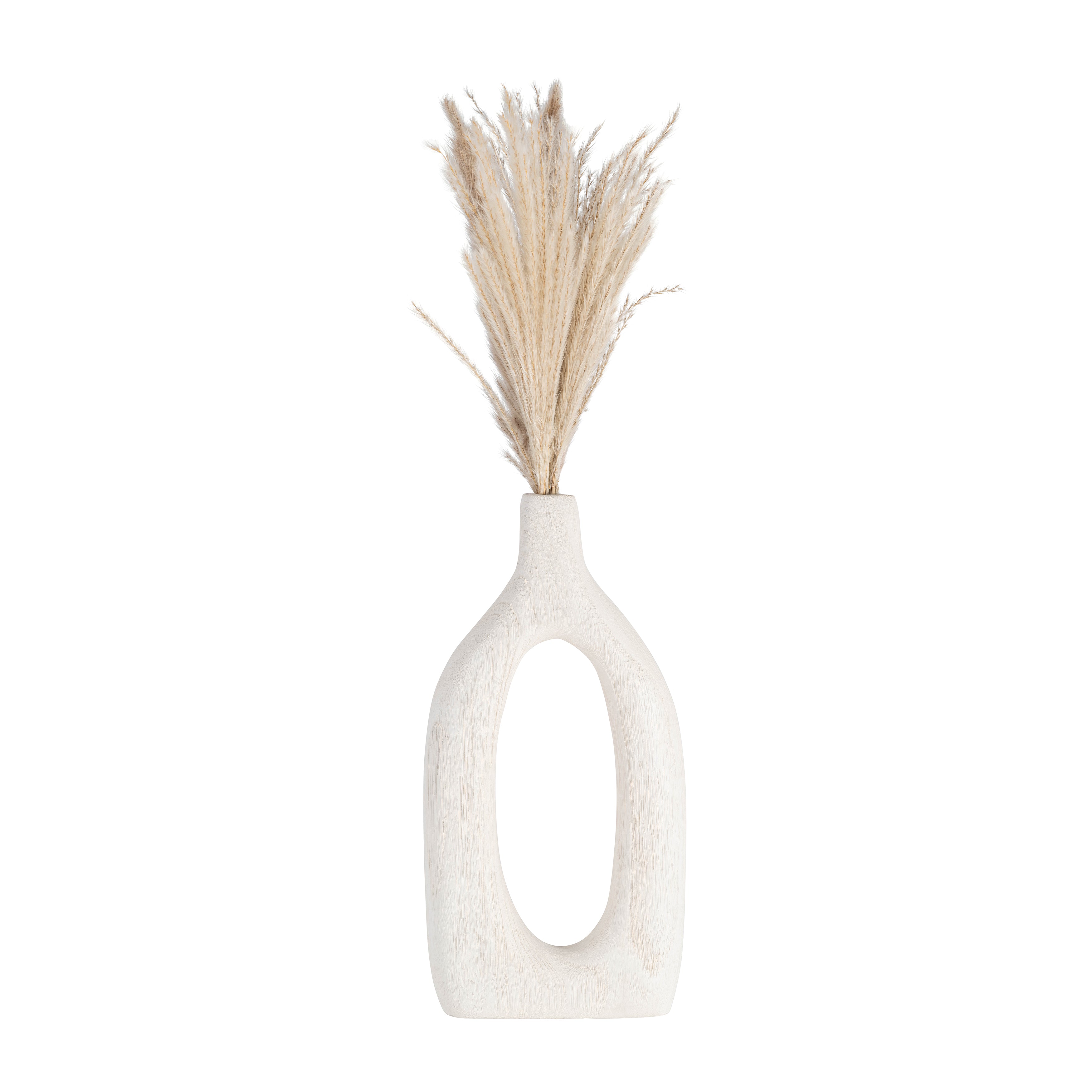 Wood, 14"h Cut-out Vase, White - Decor Addict, LLC