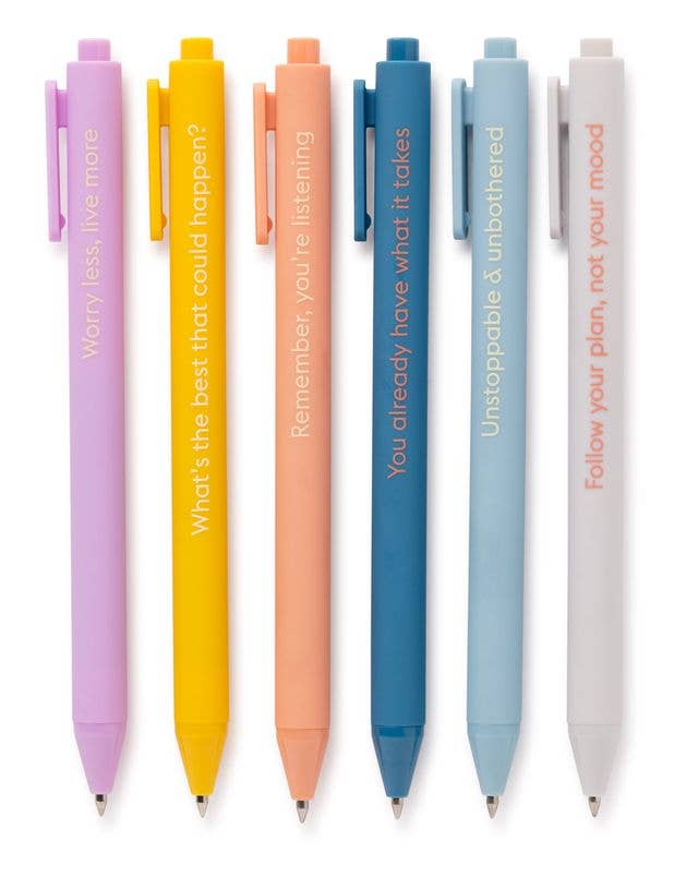 WORRY LESS, LIVE MORE - QUOTABLE GEL PEN SET - Decor Addict, LLC