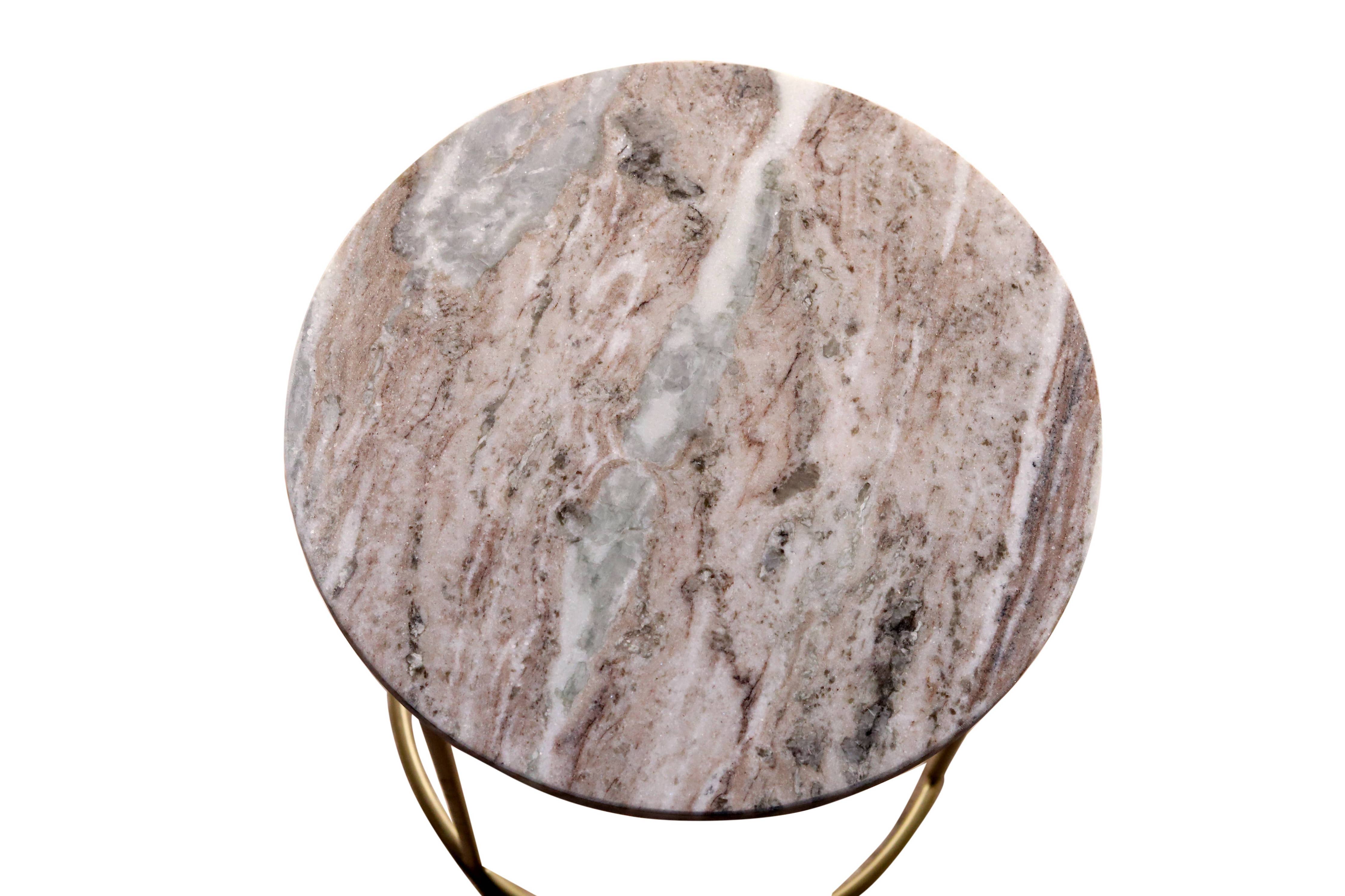 Brown Marble Nesting Coffee Table with Golden Metal Frame - Decor Addict, LLC